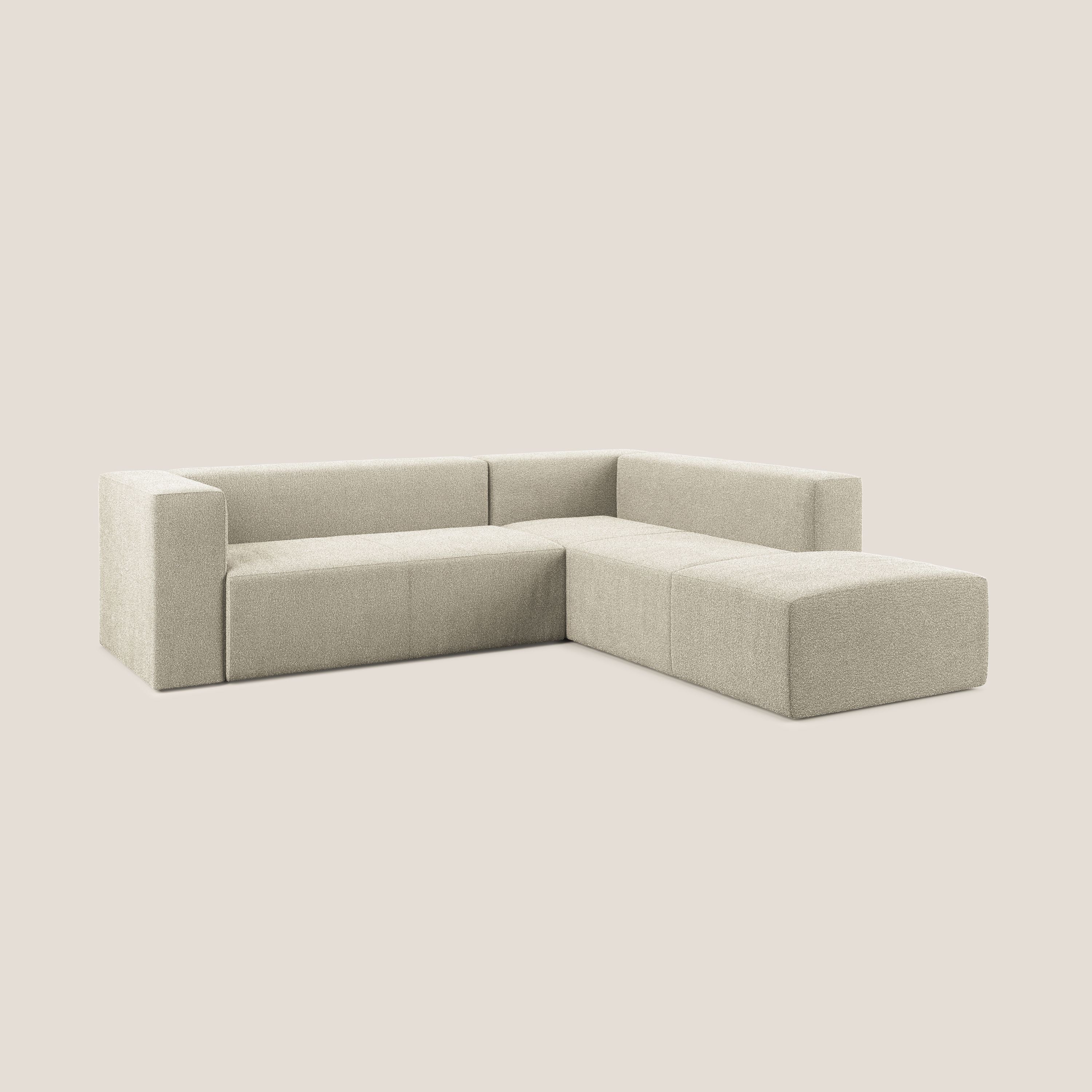 Nettuno divano angolare modulare componibile in morbido tessuto bouclè T07 beige - divani.store