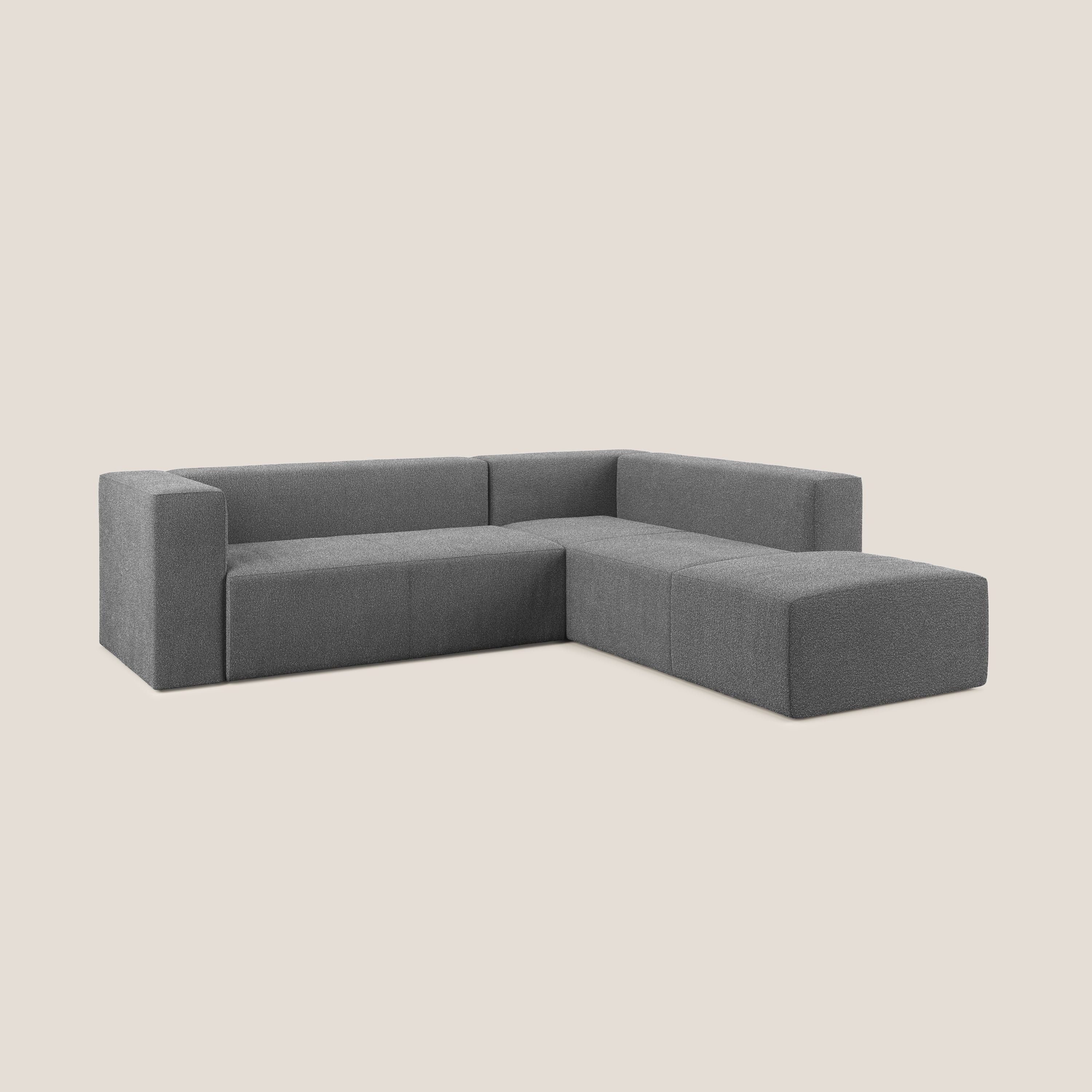 Nettuno divano angolare modulare componibile in morbido tessuto bouclè T07 antracite - divani.store