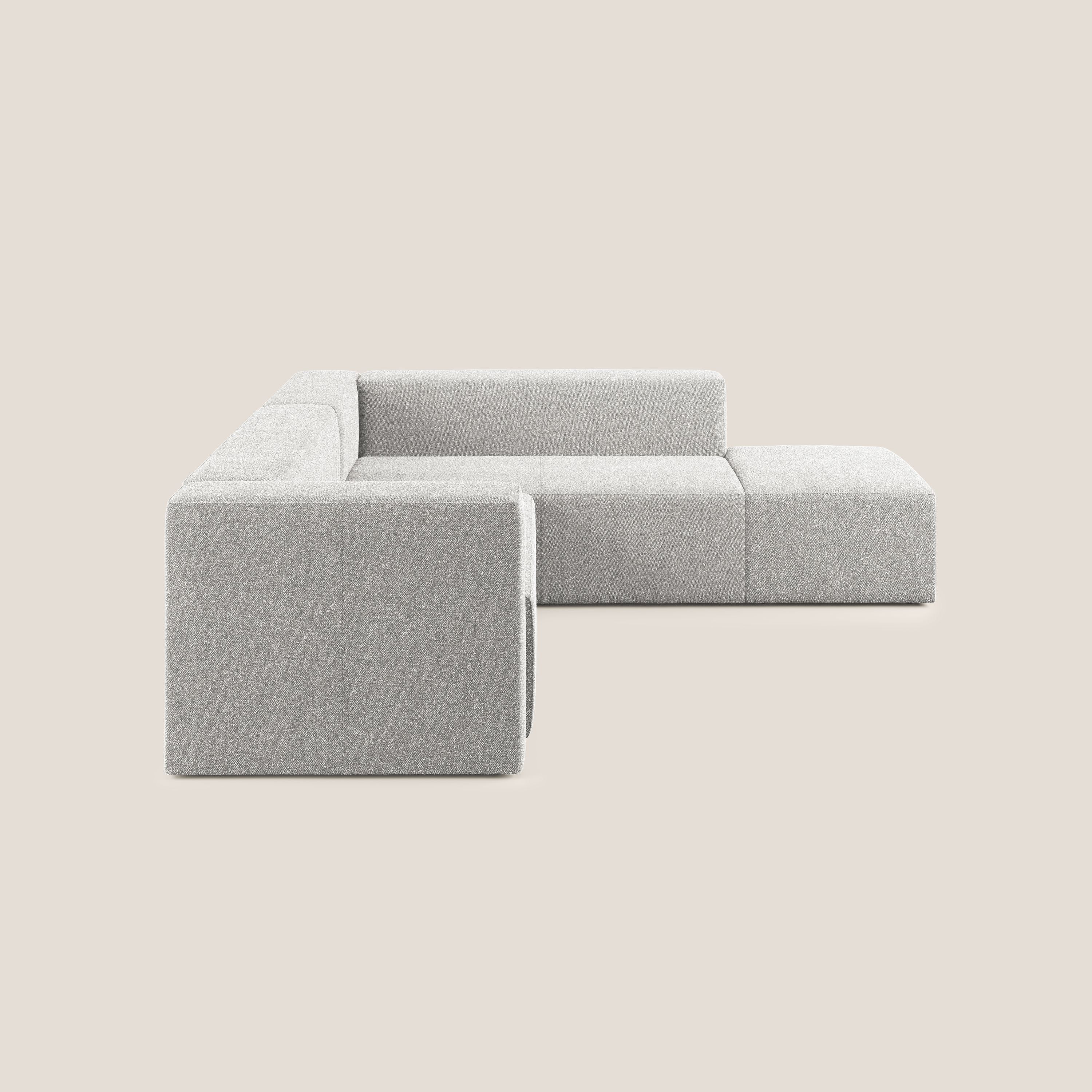 Nettuno divano angolare modulare componibile in morbido tessuto bouclè T07 grigio - divani.store
