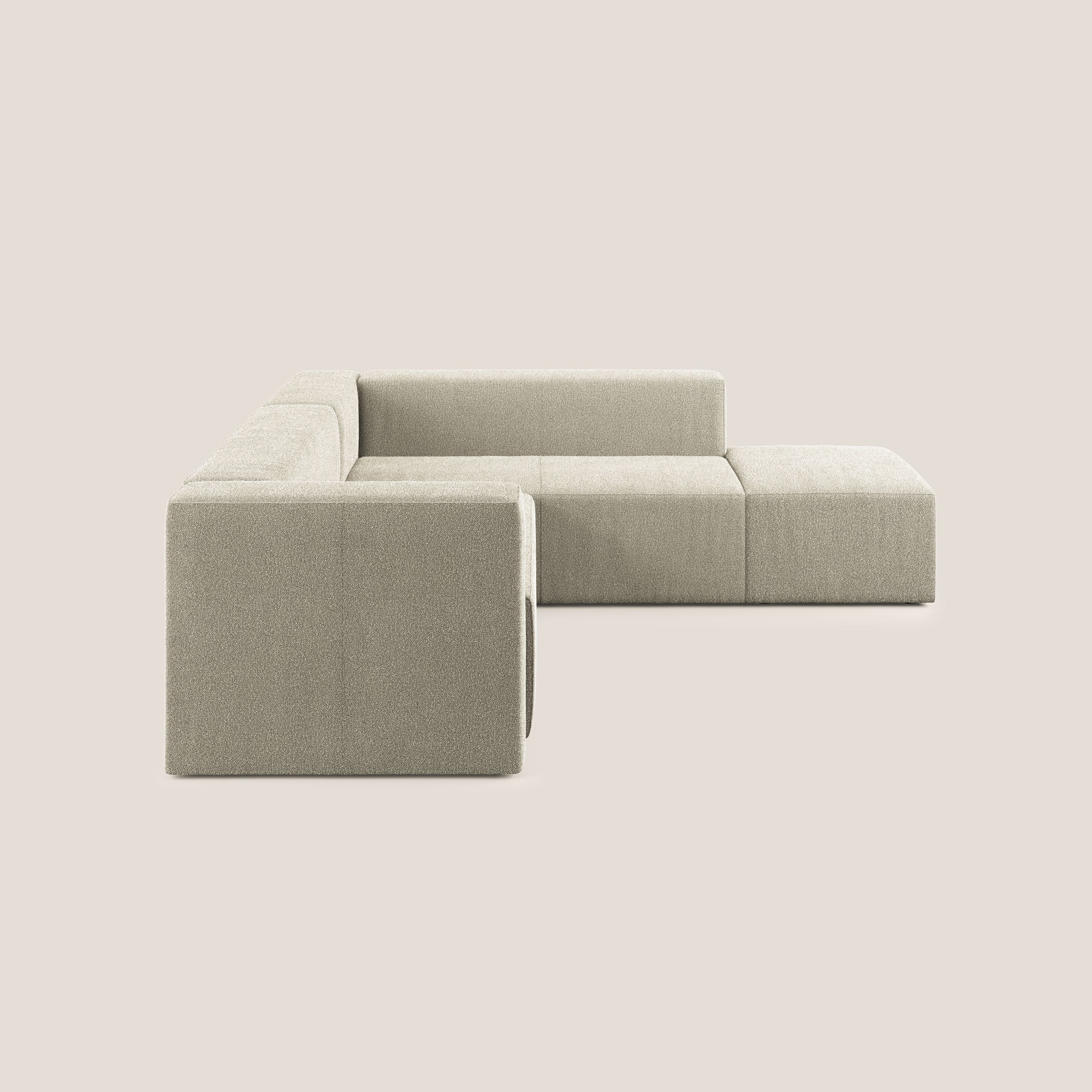 Nettuno divano angolare modulare componibile in morbido tessuto bouclè T07 beige - divani.store