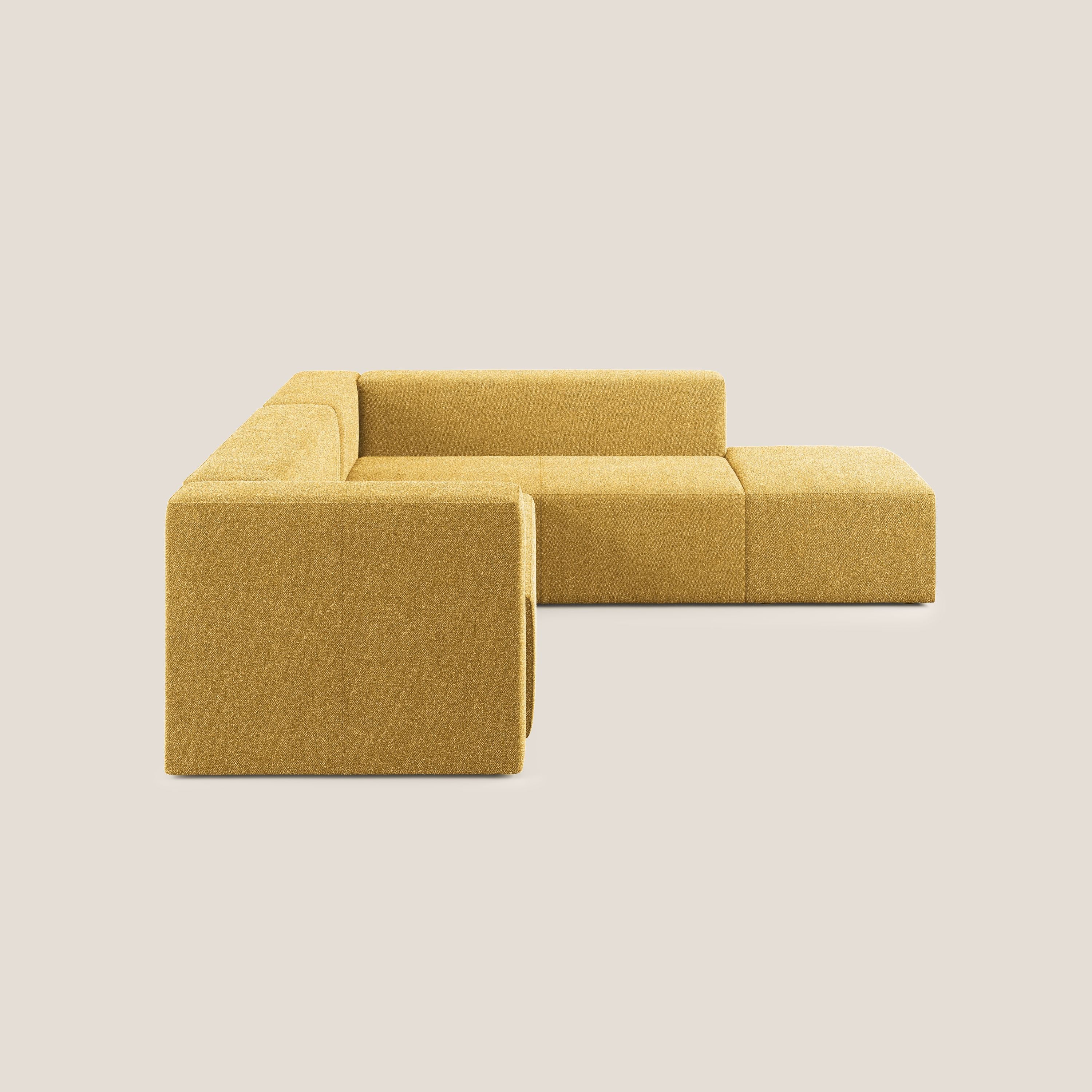 Nettuno divano angolare modulare componibile in morbido tessuto bouclè T07 giallo - divani.store