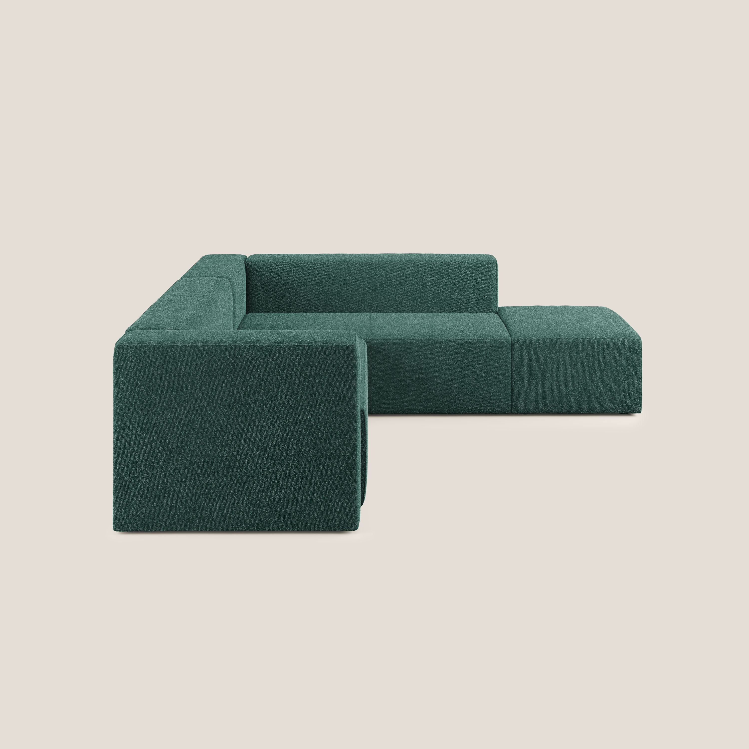 Nettuno divano angolare modulare componibile in morbido tessuto bouclè T07 verde - divani.store