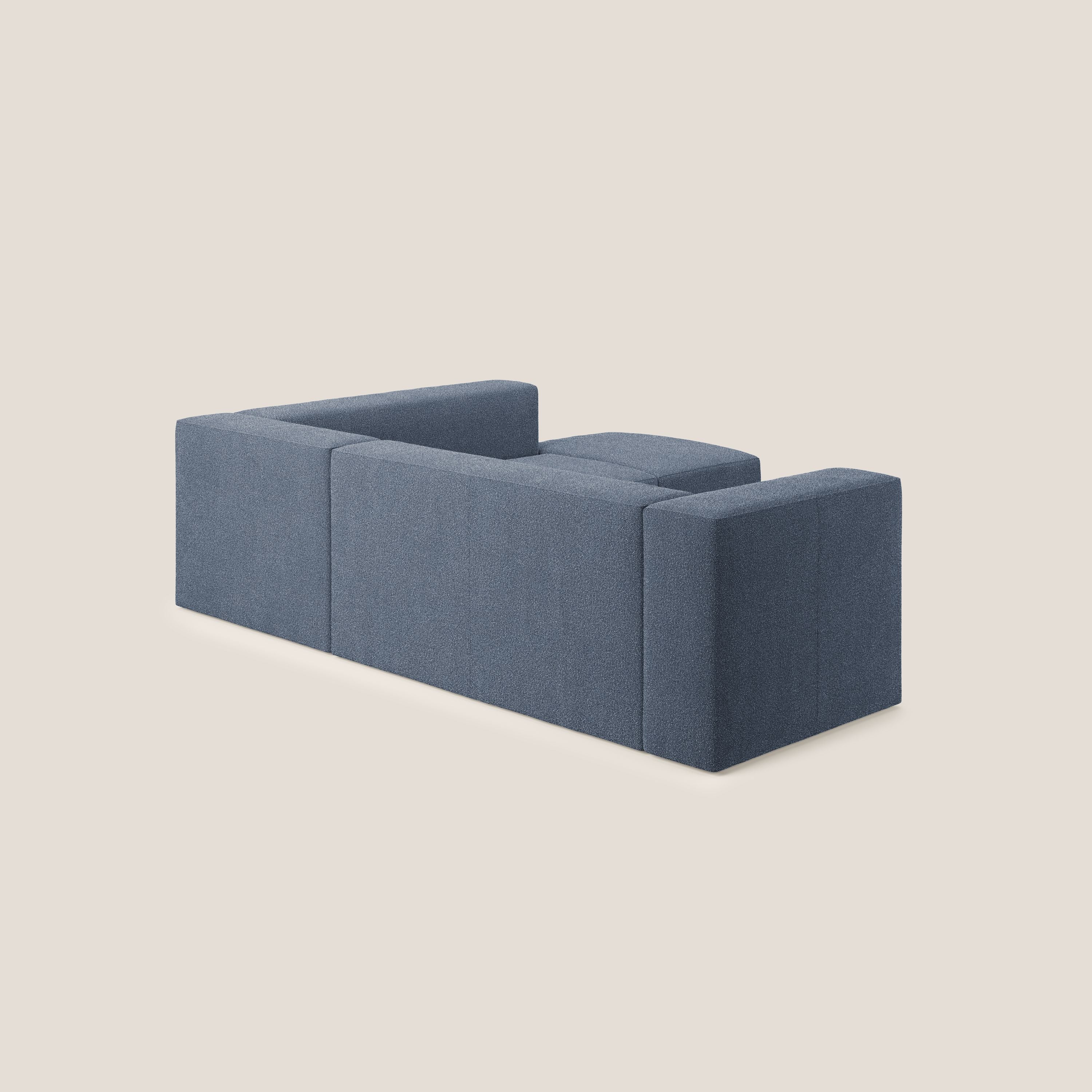 Nettuno divano angolare modulare componibile in morbido tessuto bouclè T07 blu - divani.store