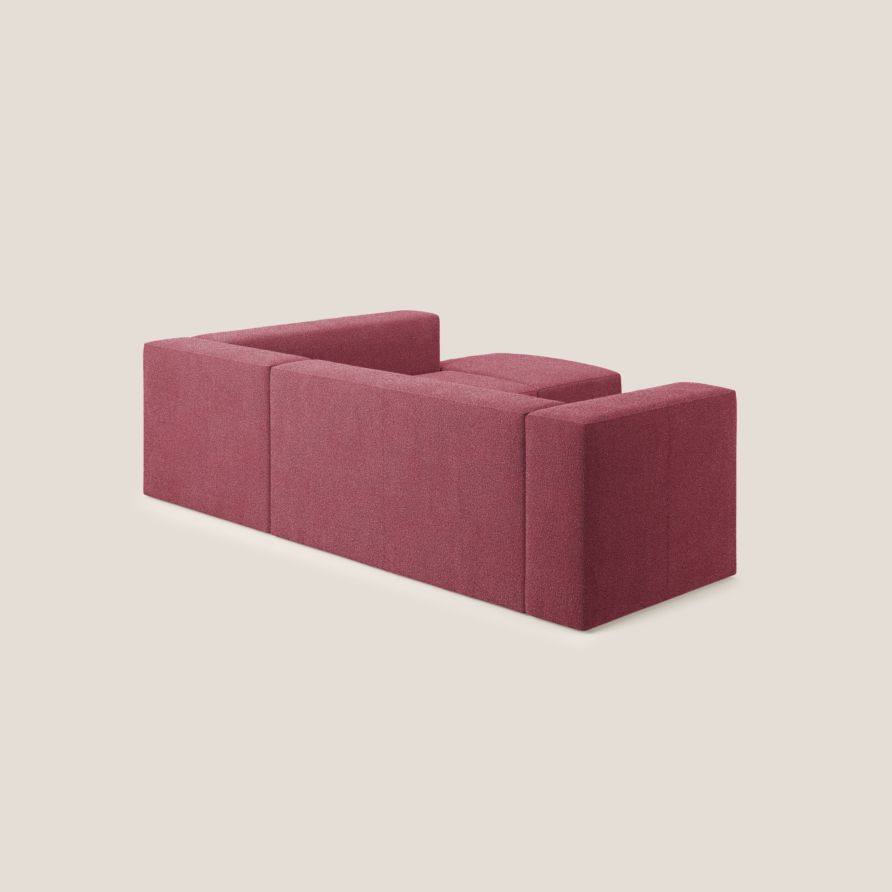 Nettuno divano angolare modulare componibile in morbido tessuto bouclè T07 rosso - divani.store