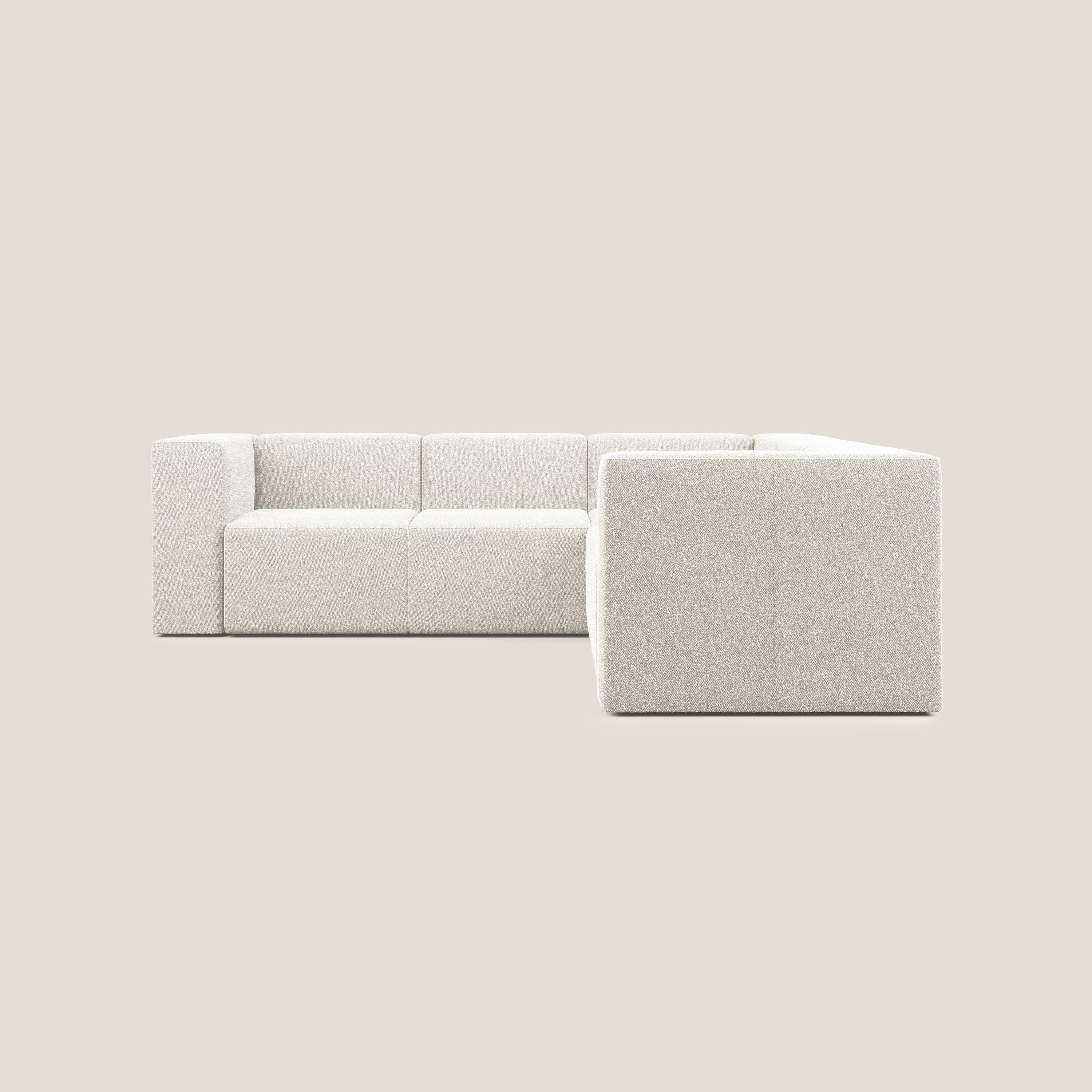 Nettuno divano angolare componibile reversibile in morbido tessuto bouclè T07 bianco - divani.store