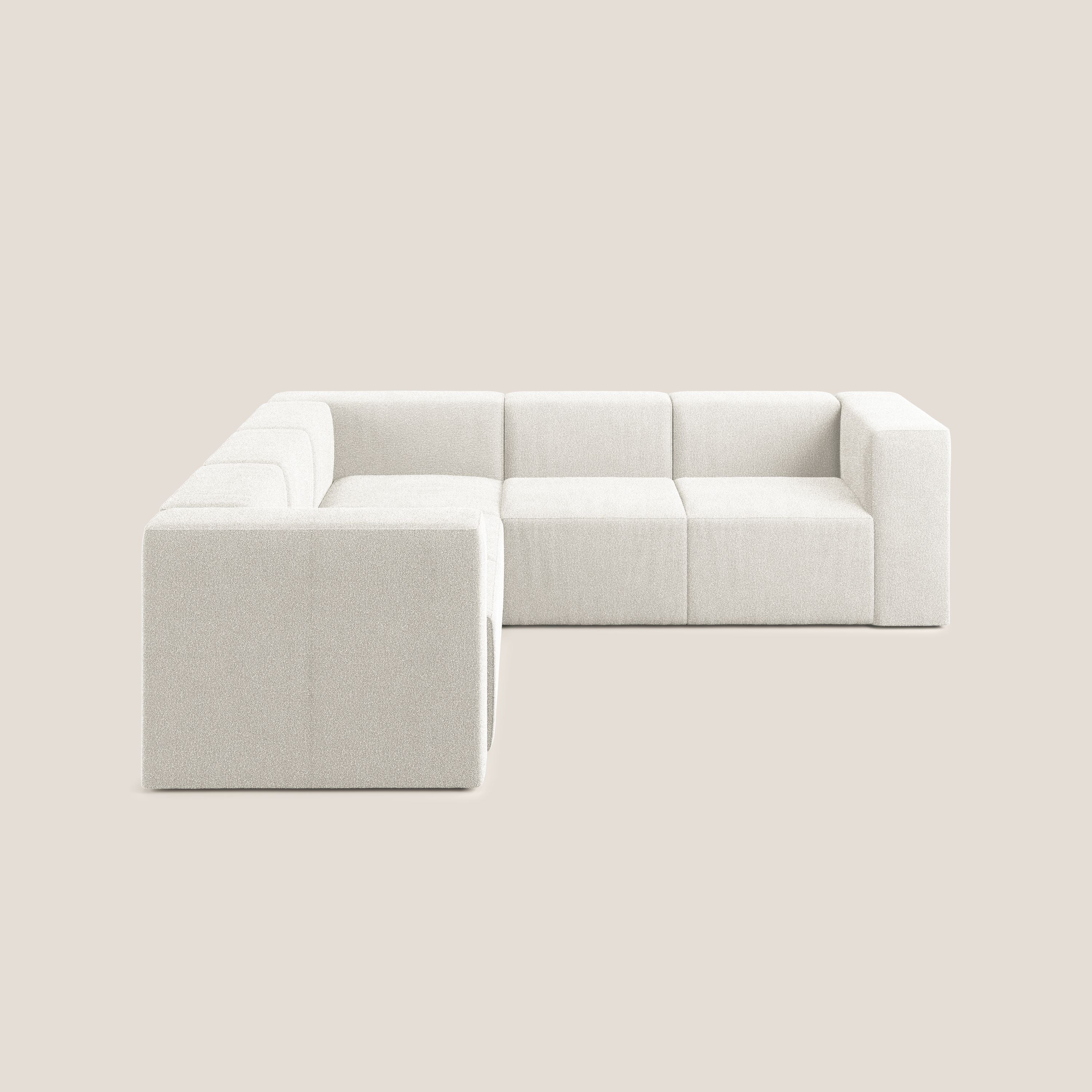 Nettuno divano angolare componibile reversibile in morbido tessuto bouclè T07 bianco - divani.store
