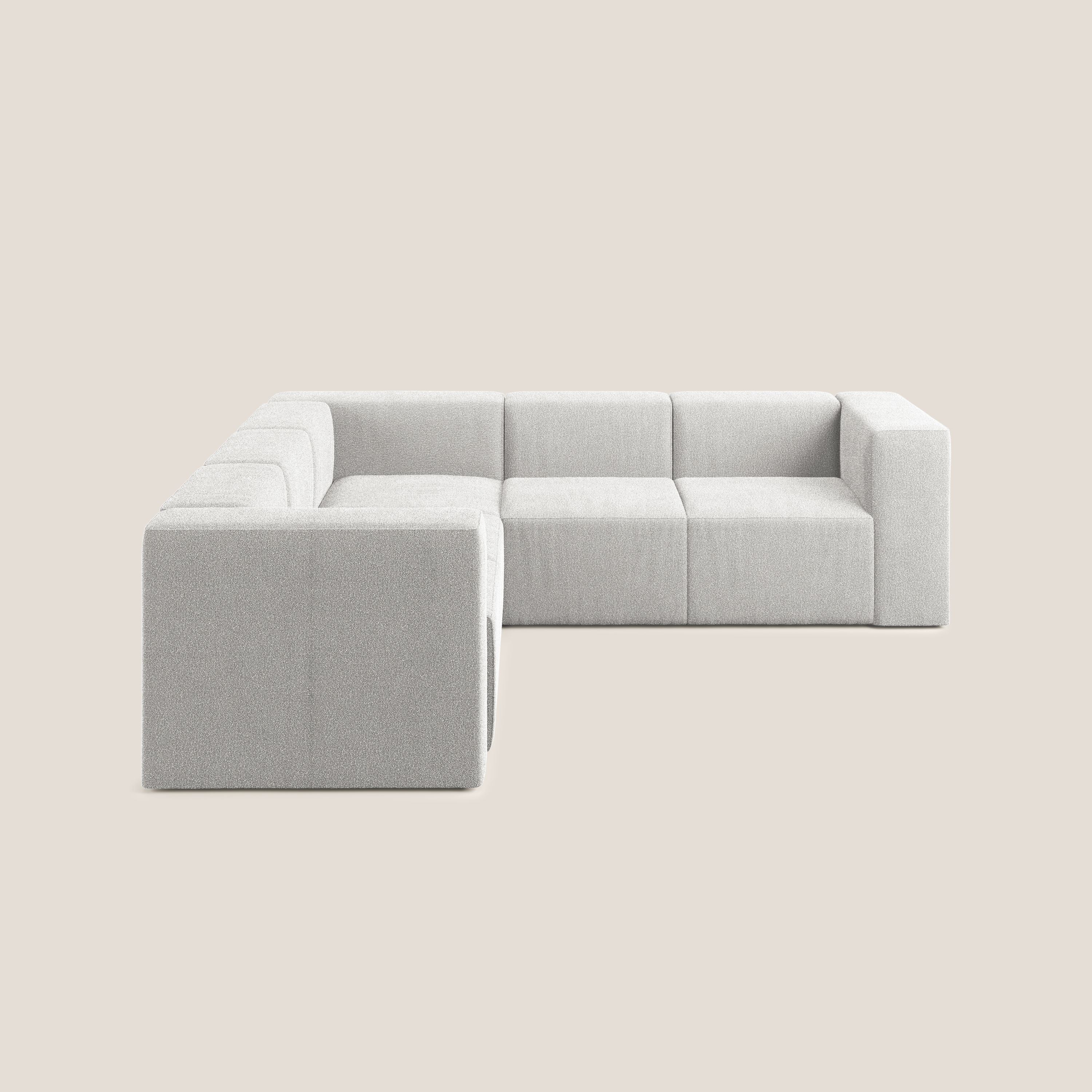 Nettuno divano angolare componibile reversibile in morbido tessuto bouclè T07 grigio - divani.store