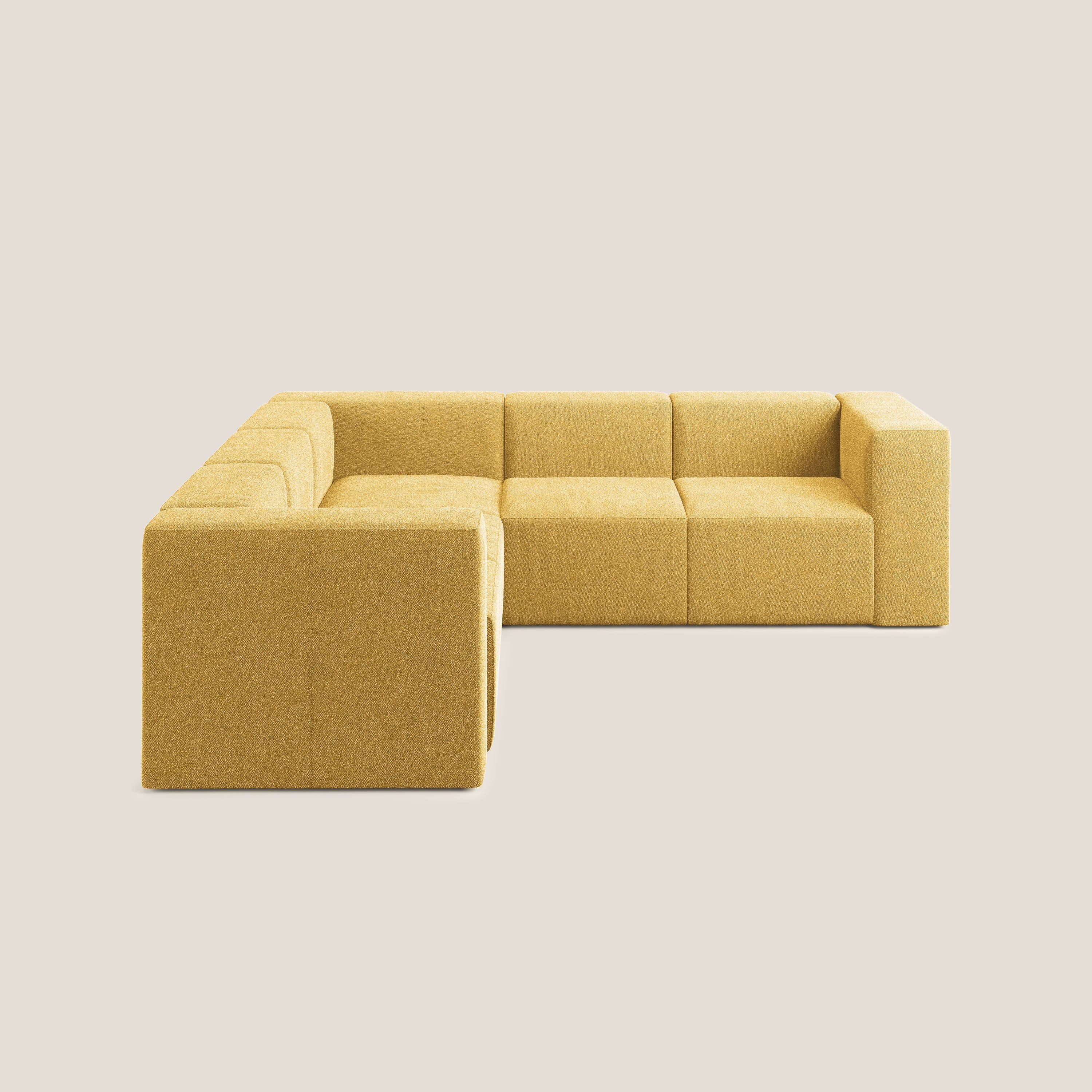 Nettuno divano angolare componibile reversibile in morbido tessuto bouclè T07 giallo - divani.store