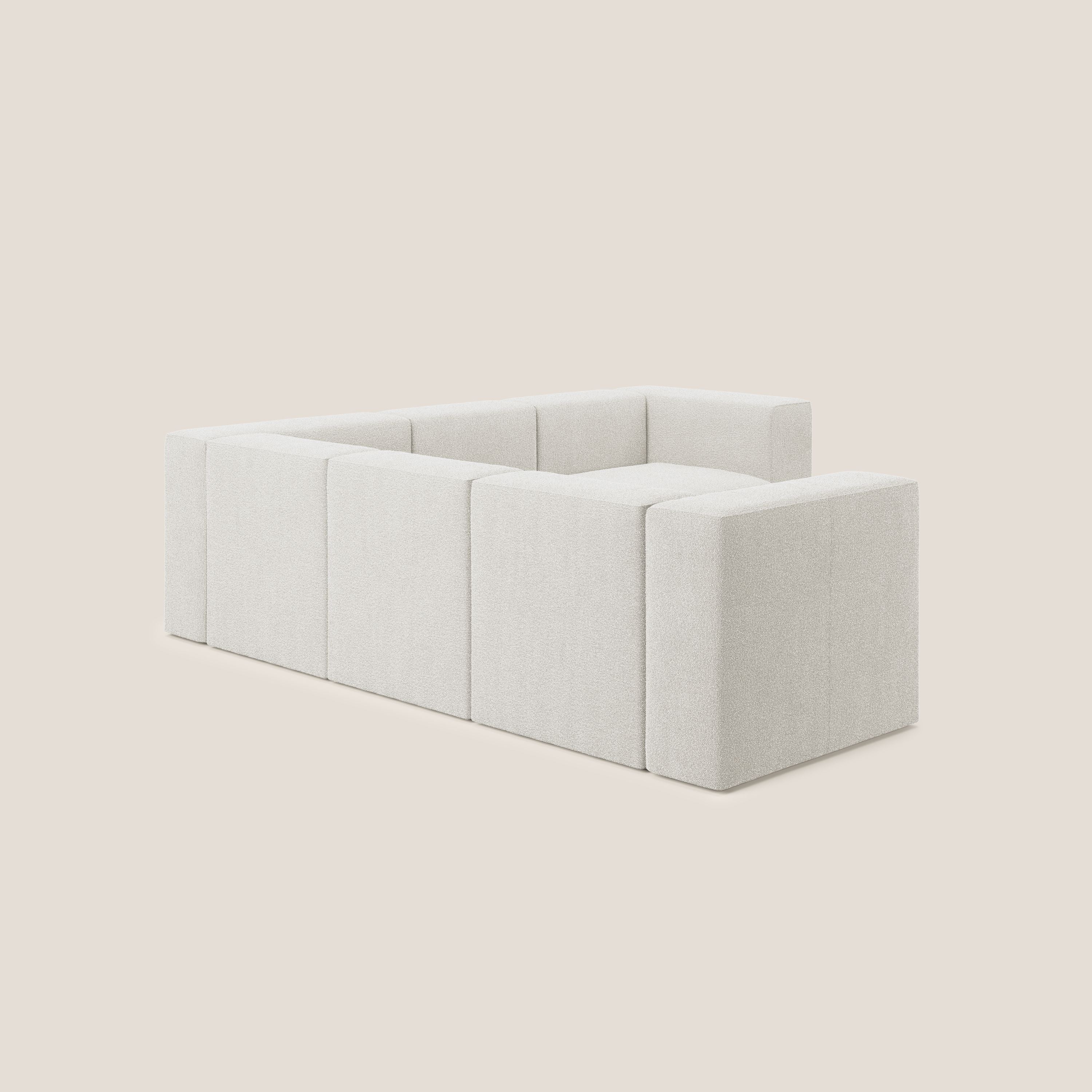 Nettuno divano angolare componibile reversibile in morbido tessuto bouclè T07 bianco - divani.store