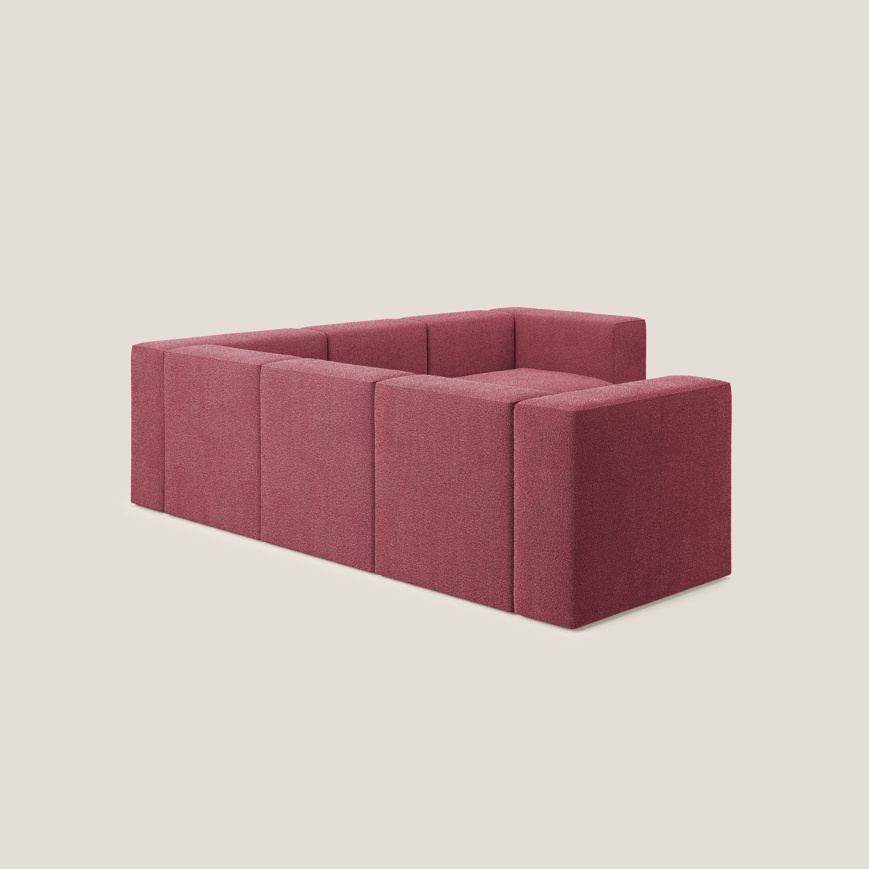 Nettuno divano angolare componibile reversibile in morbido tessuto bouclè T07 rosso - divani.store