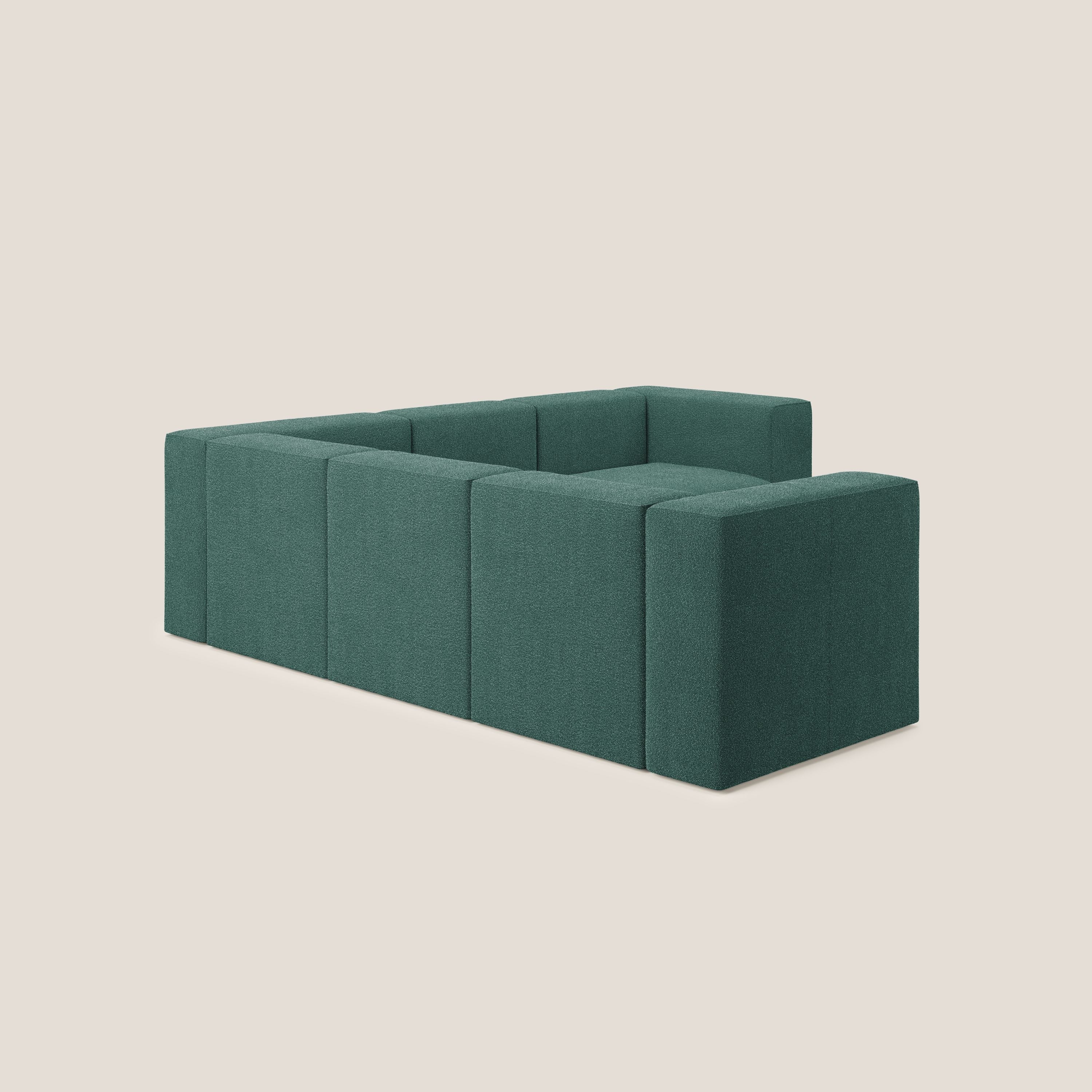 Nettuno divano angolare componibile reversibile in morbido tessuto bouclè T07 verde - divani.store