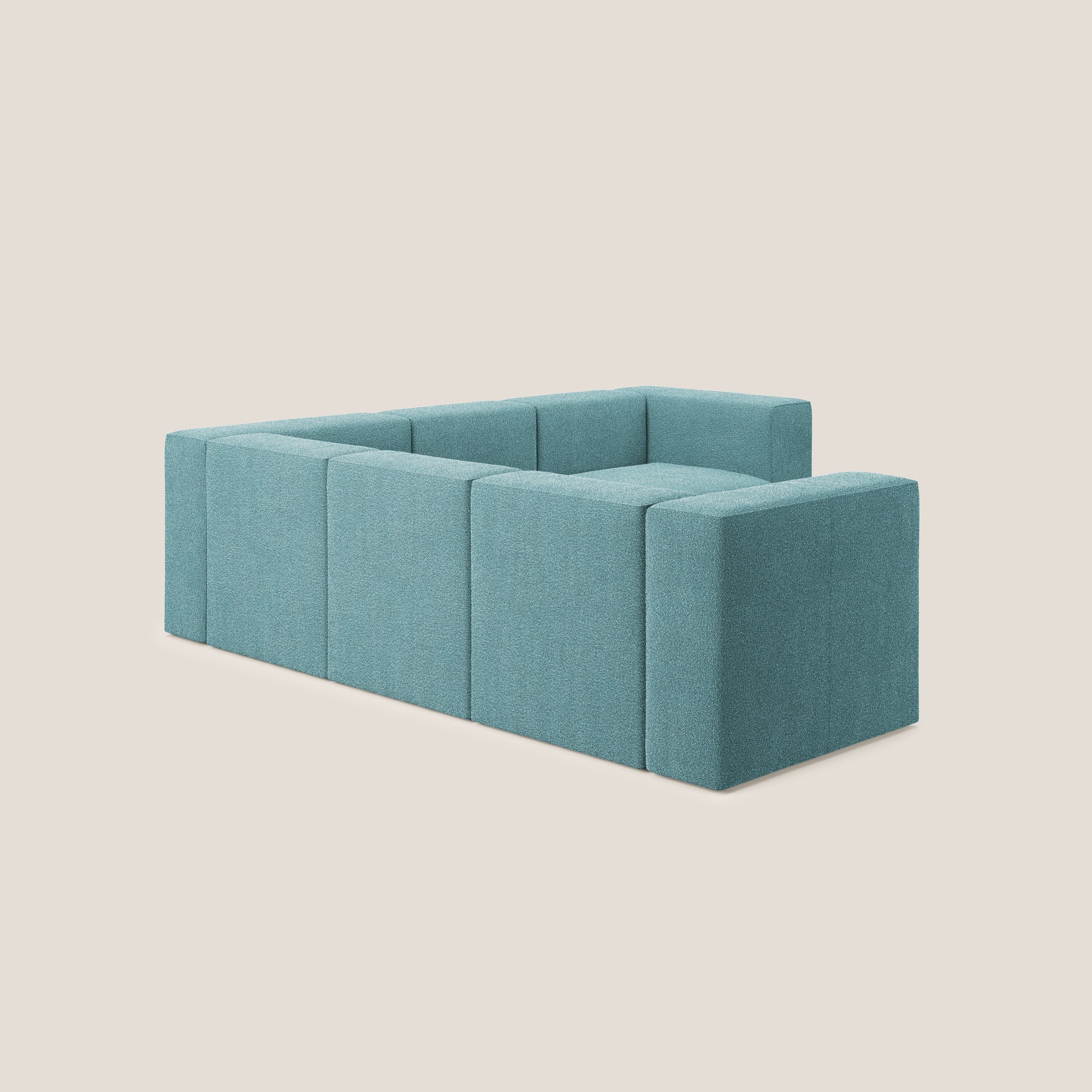 Nettuno divano angolare componibile reversibile in morbido tessuto bouclè T07 azzurro - divani.store