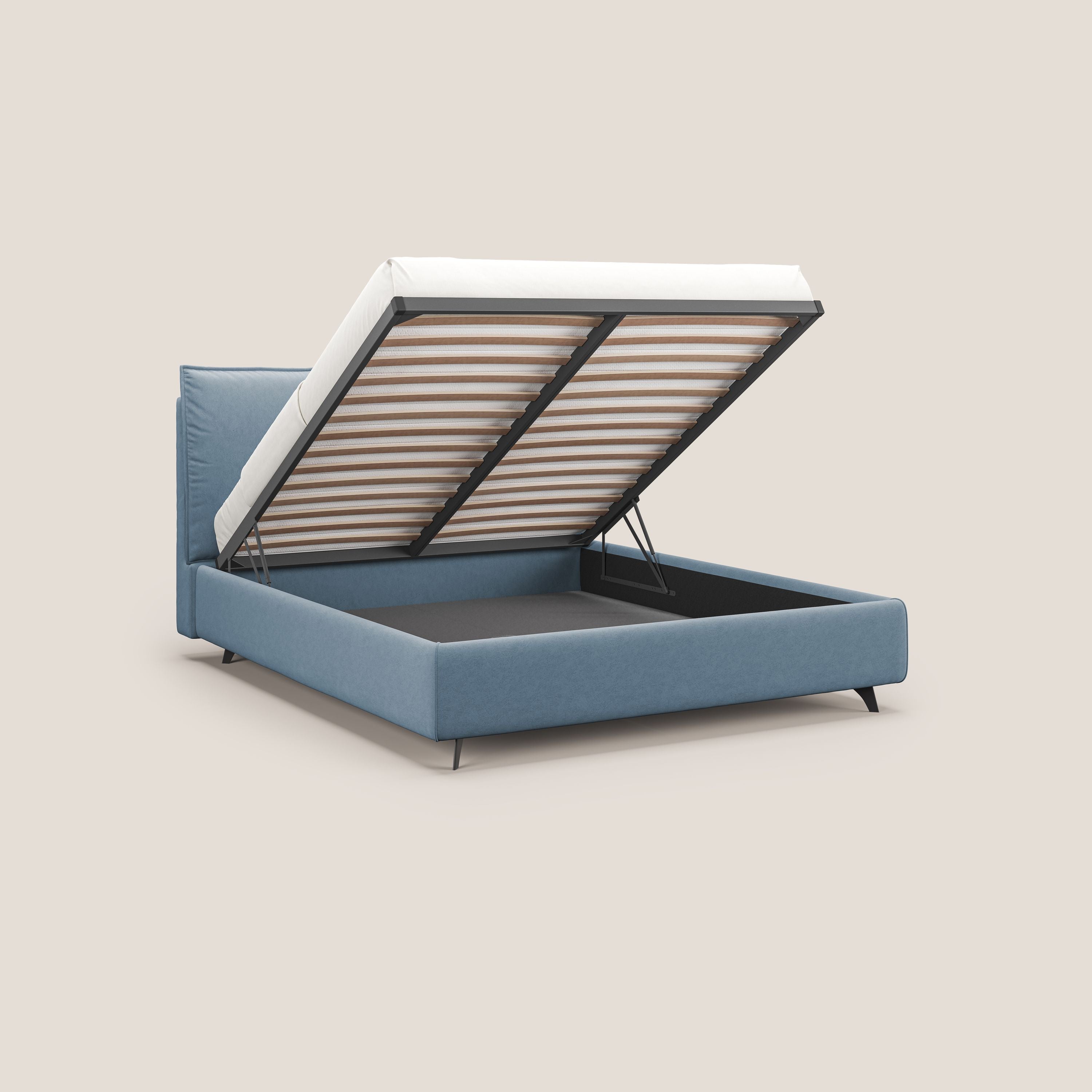 Nives letto imbottito contenitore sfoderabile in microfibra velluto impermeabile T09 carta da zucchero - divani.store