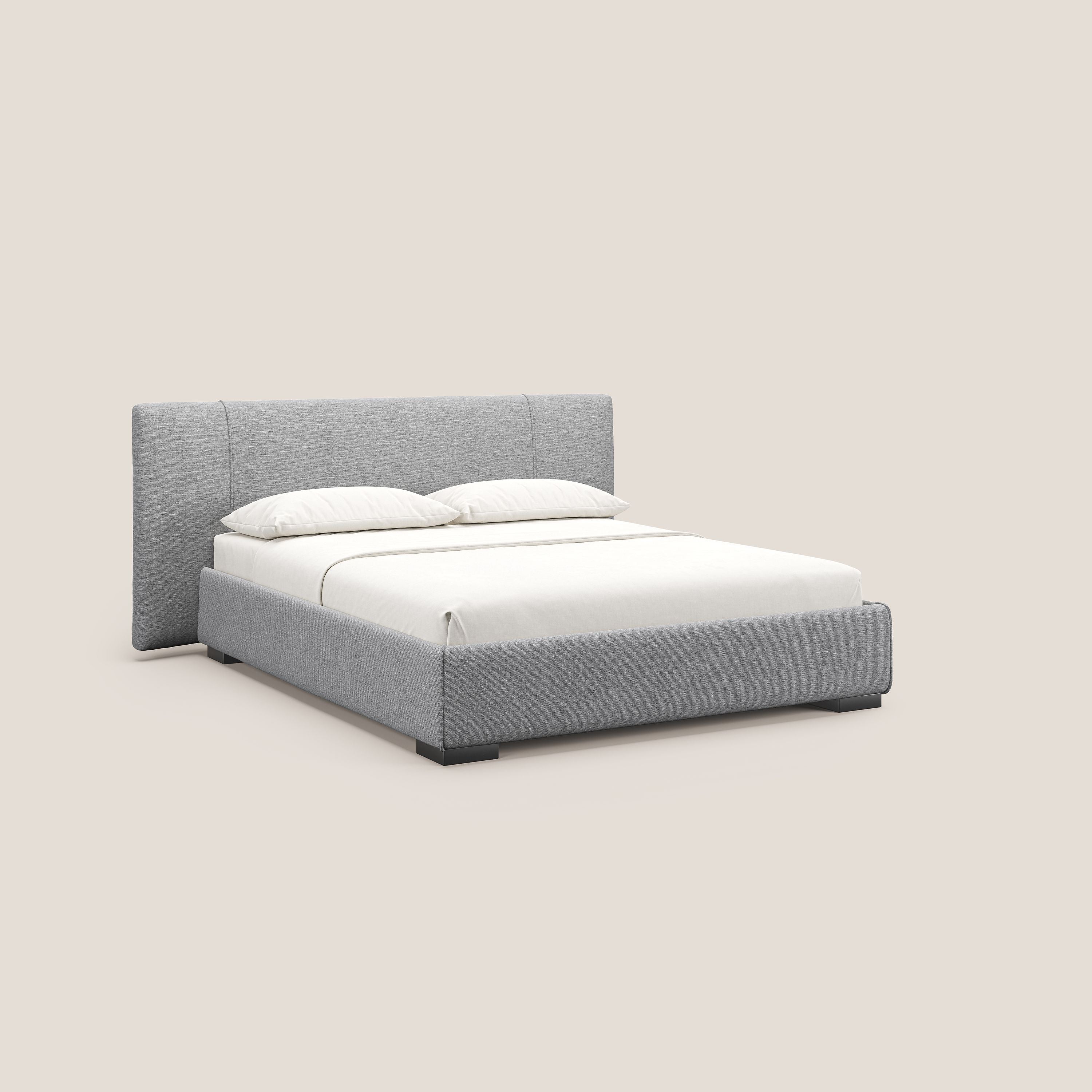 Omero letto imbottito contenitore sfoderabile in tessuto fiammato impermeabile T14 grigio chiaro - divani.store