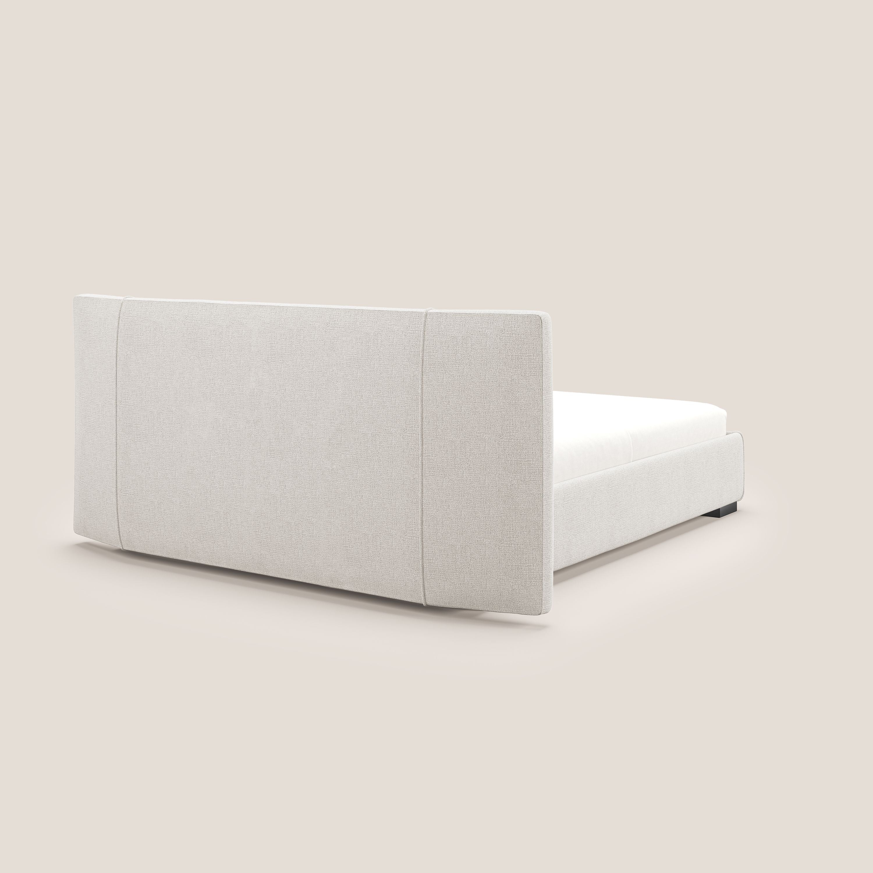 Omero letto imbottito contenitore sfoderabile in tessuto fiammato impermeabile T14 panna - divani.store