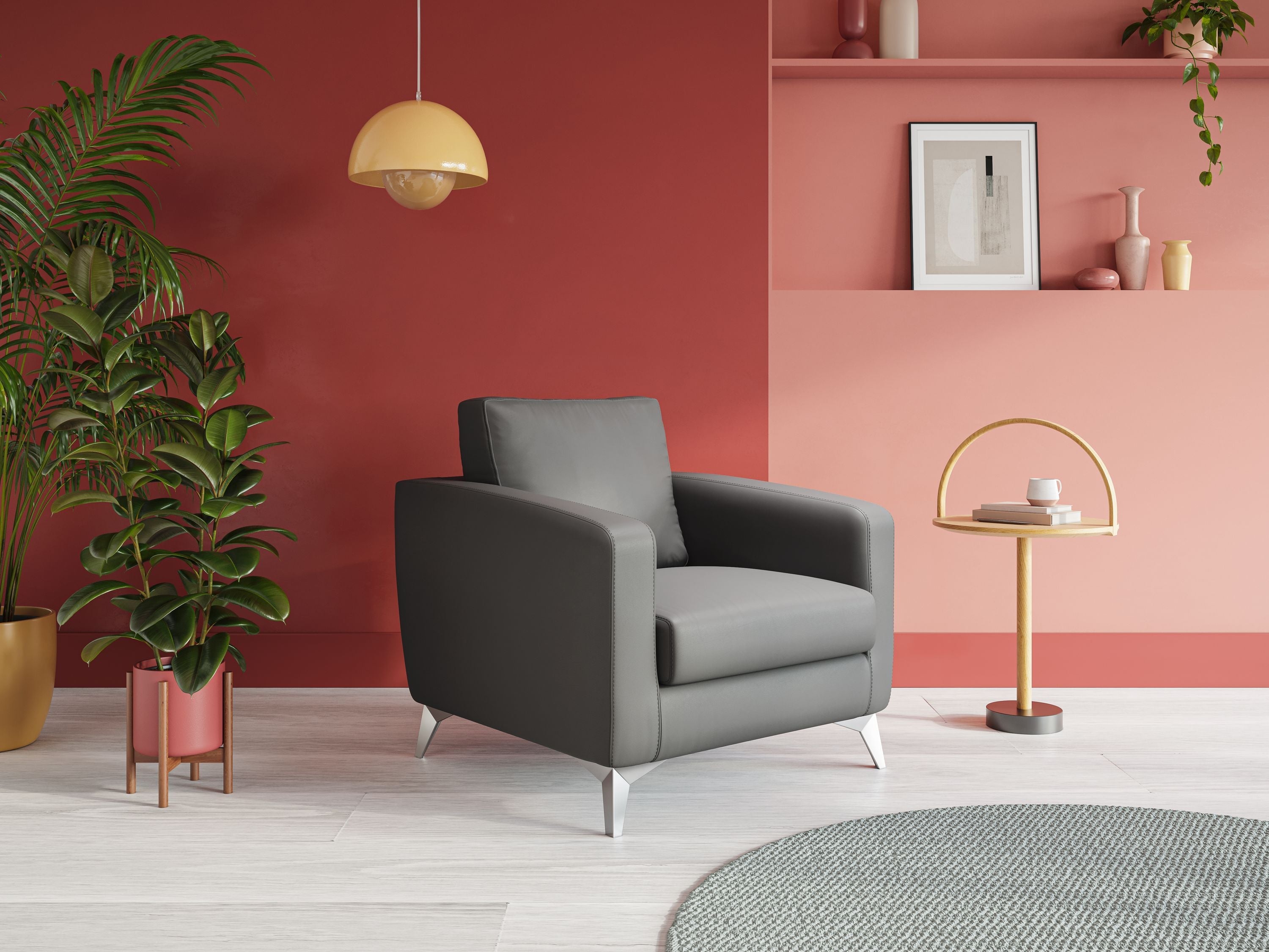 Orione Poltroncina in ecopelle moderna e impermeabile T04 antracite - divani.store