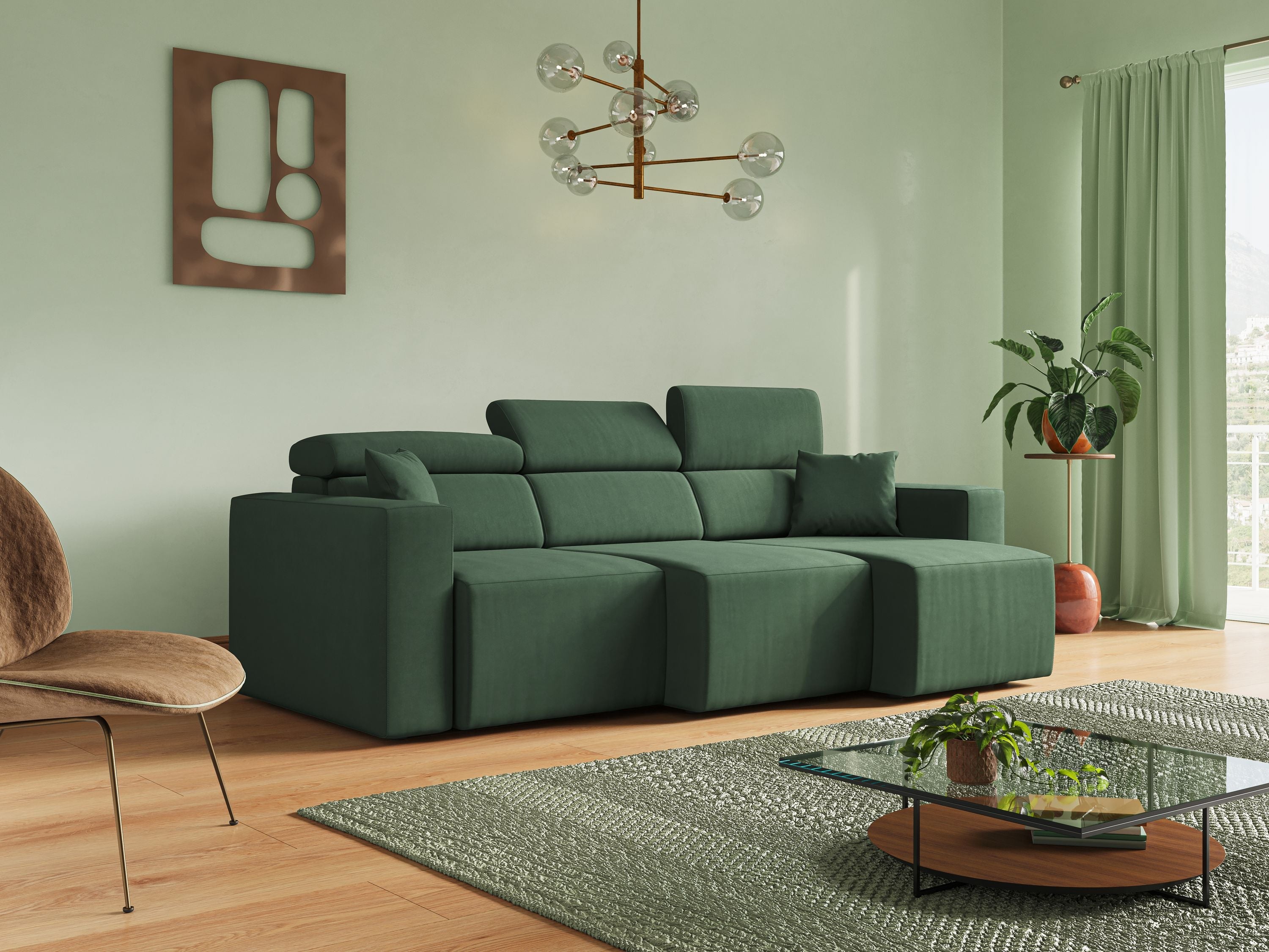 Orwell divano con 3 sedute estraibili in microfibra smacchiabile T11 verde - divani.store