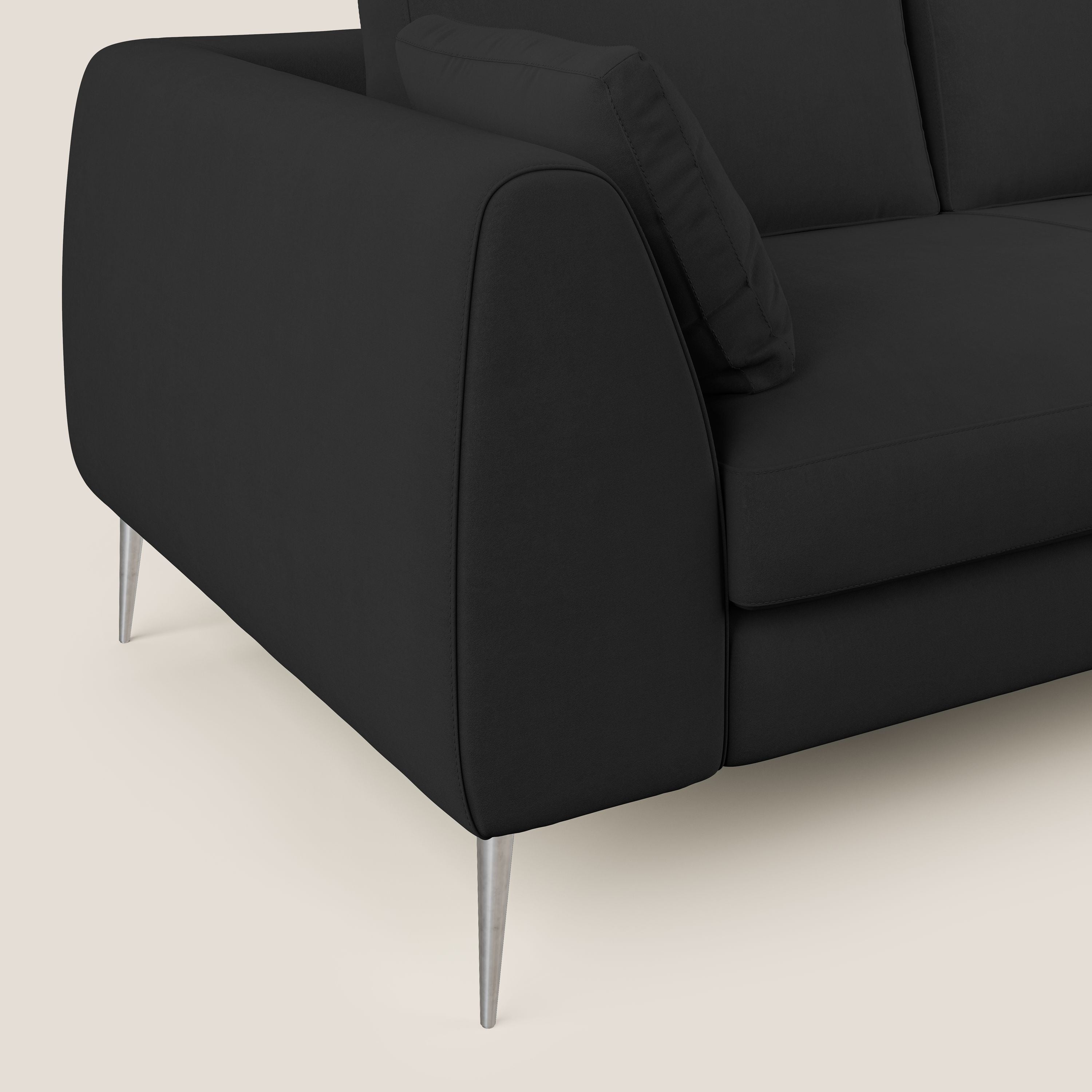 Plano divano moderno in microfibra tecnica smacchiabile T11 nero - divani.store