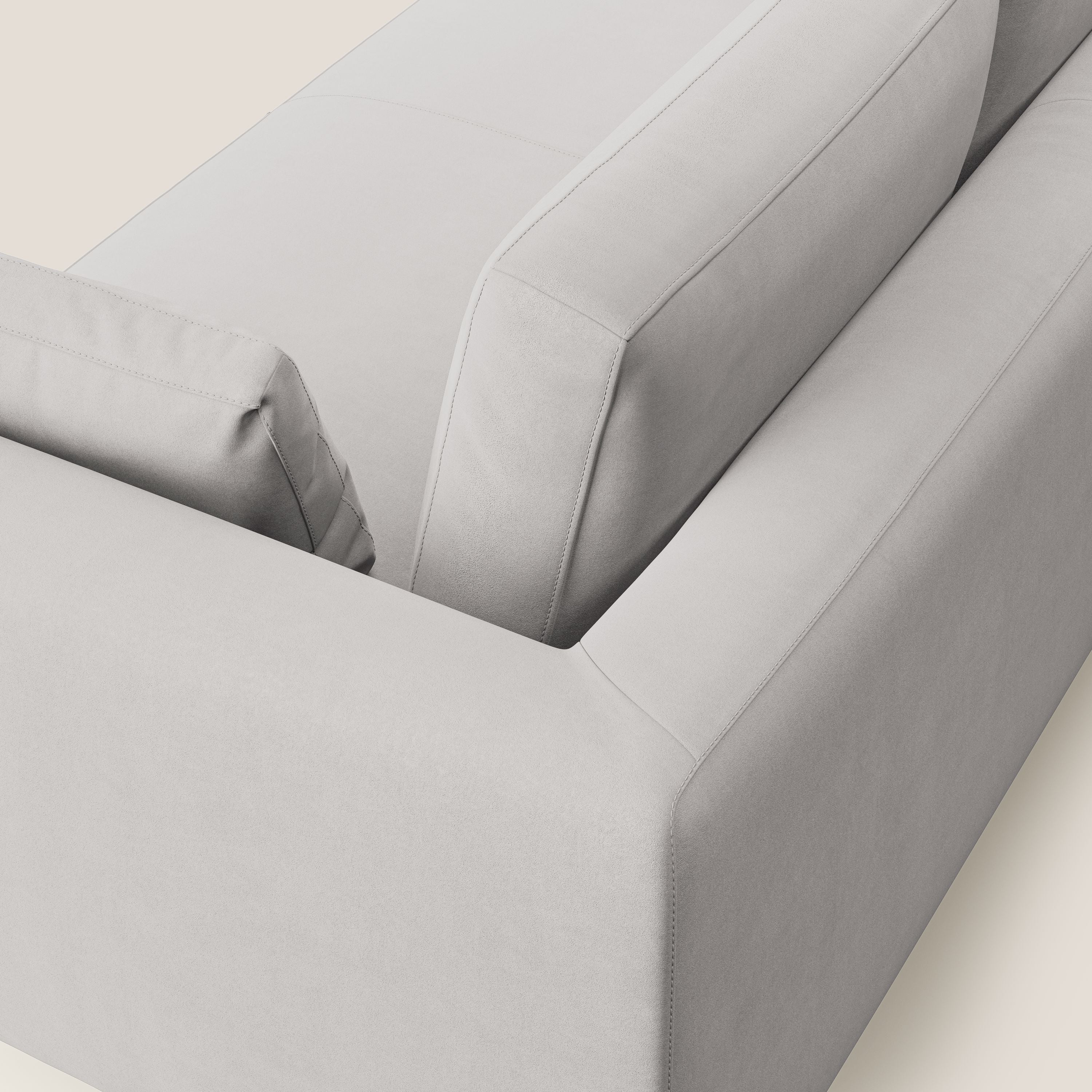 Plano divano moderno in microfibra tecnica smacchiabile T11 grigio chiaro - divani.store