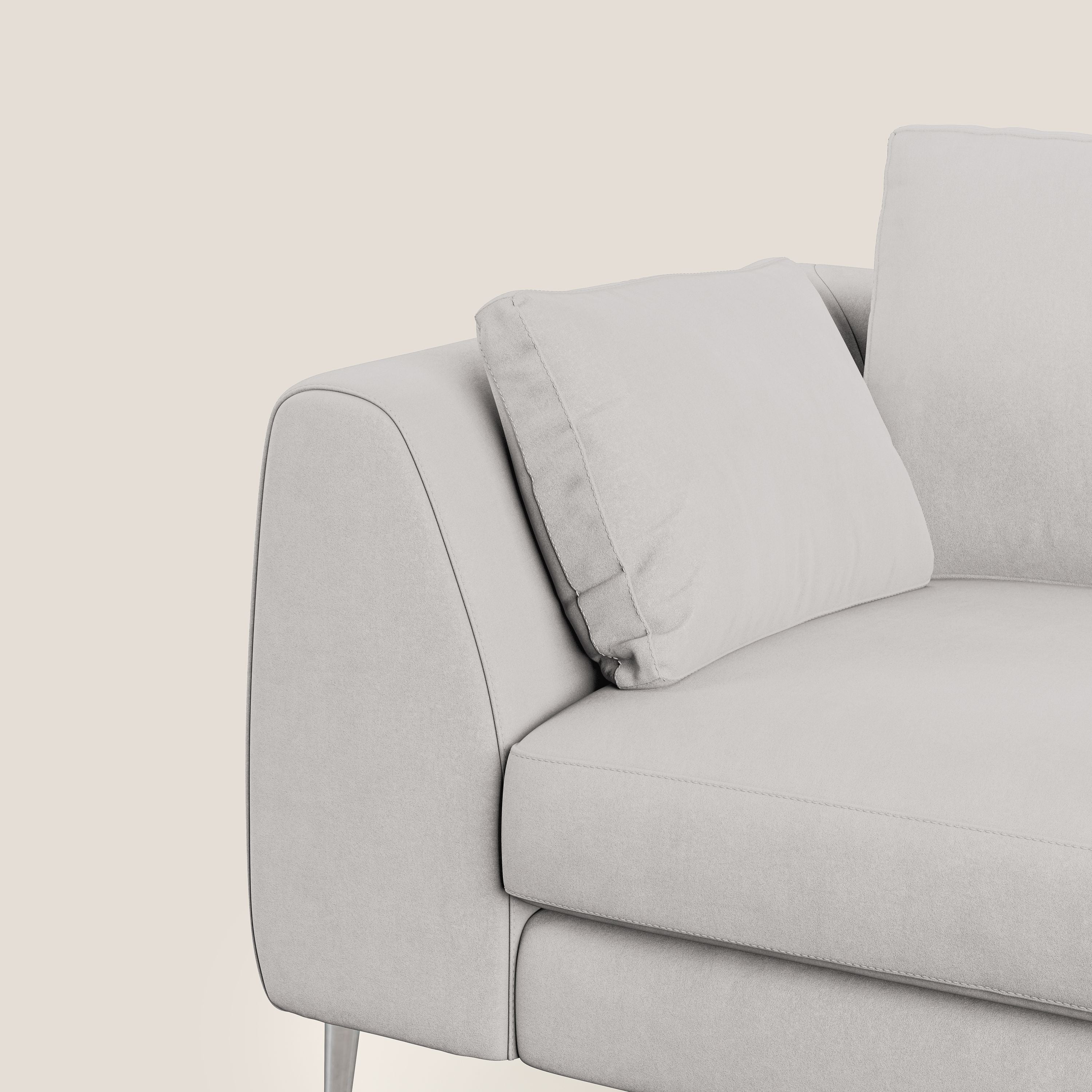 Plano divano moderno in microfibra tecnica smacchiabile T11 grigio chiaro - divani.store