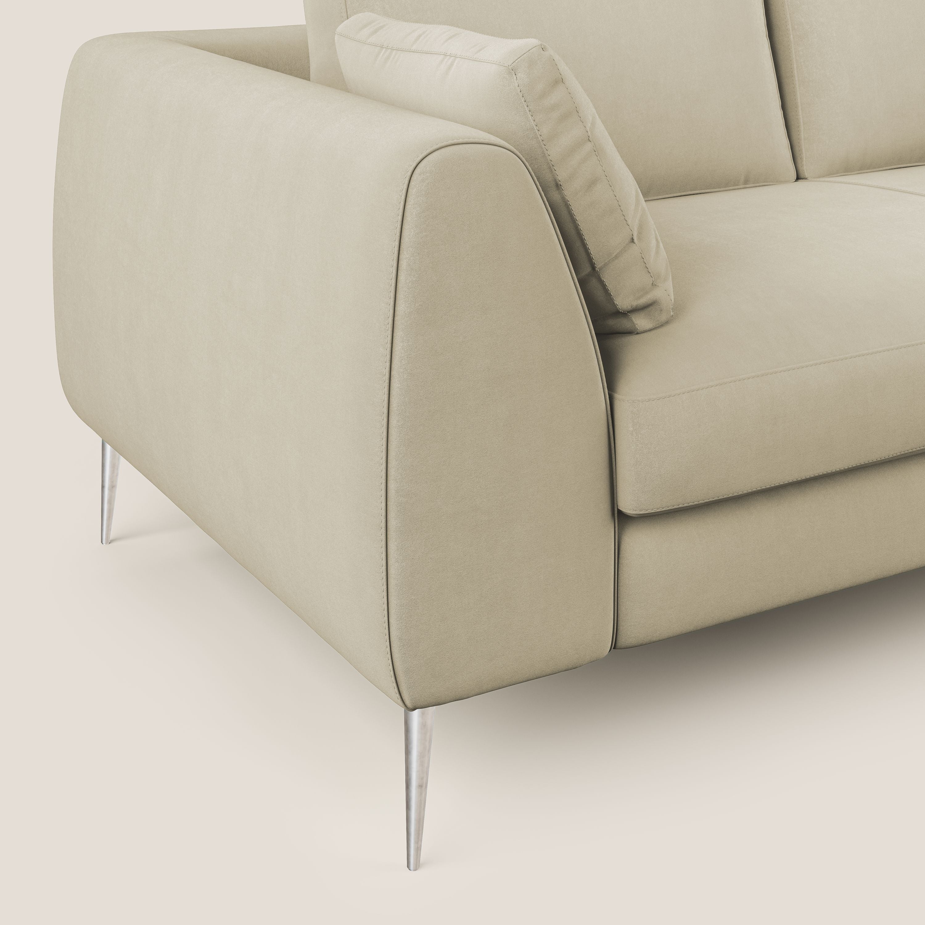 Plano divano moderno angolare con penisola in microfibra smacchiabile T11 panna - divani.store