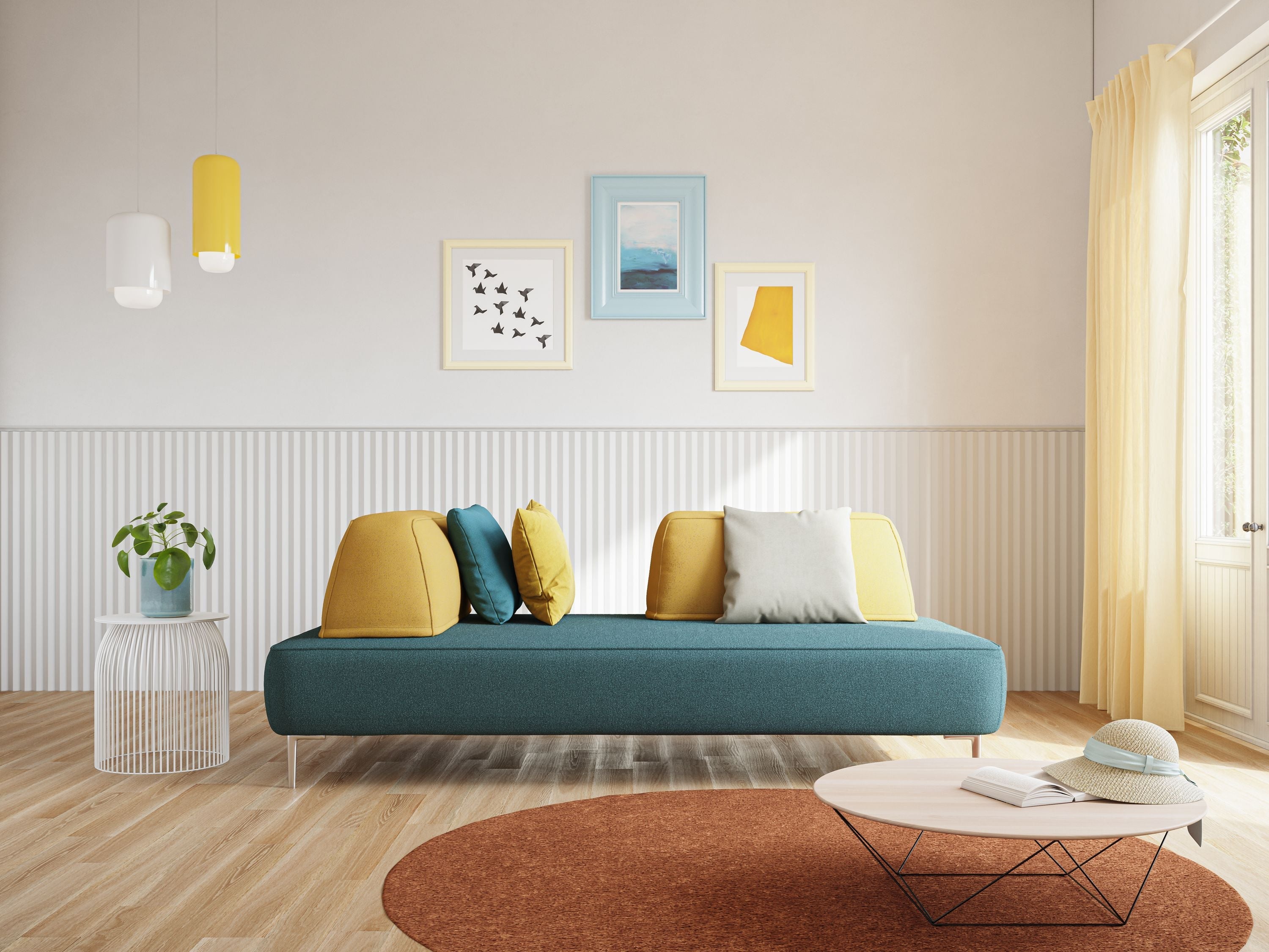 Newton divano modulare con schienali movibili T07 azzurro - divani.store