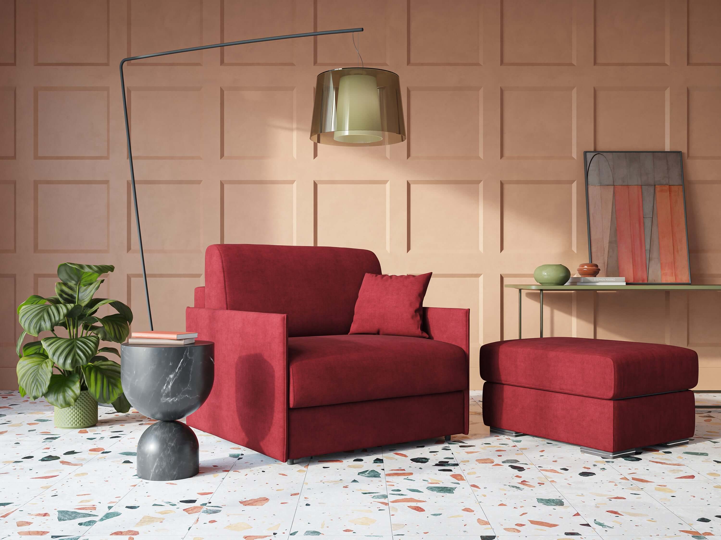 Shop online Evans poltrona letto in morbido tessuto impermeabile T02 blu - divani.store