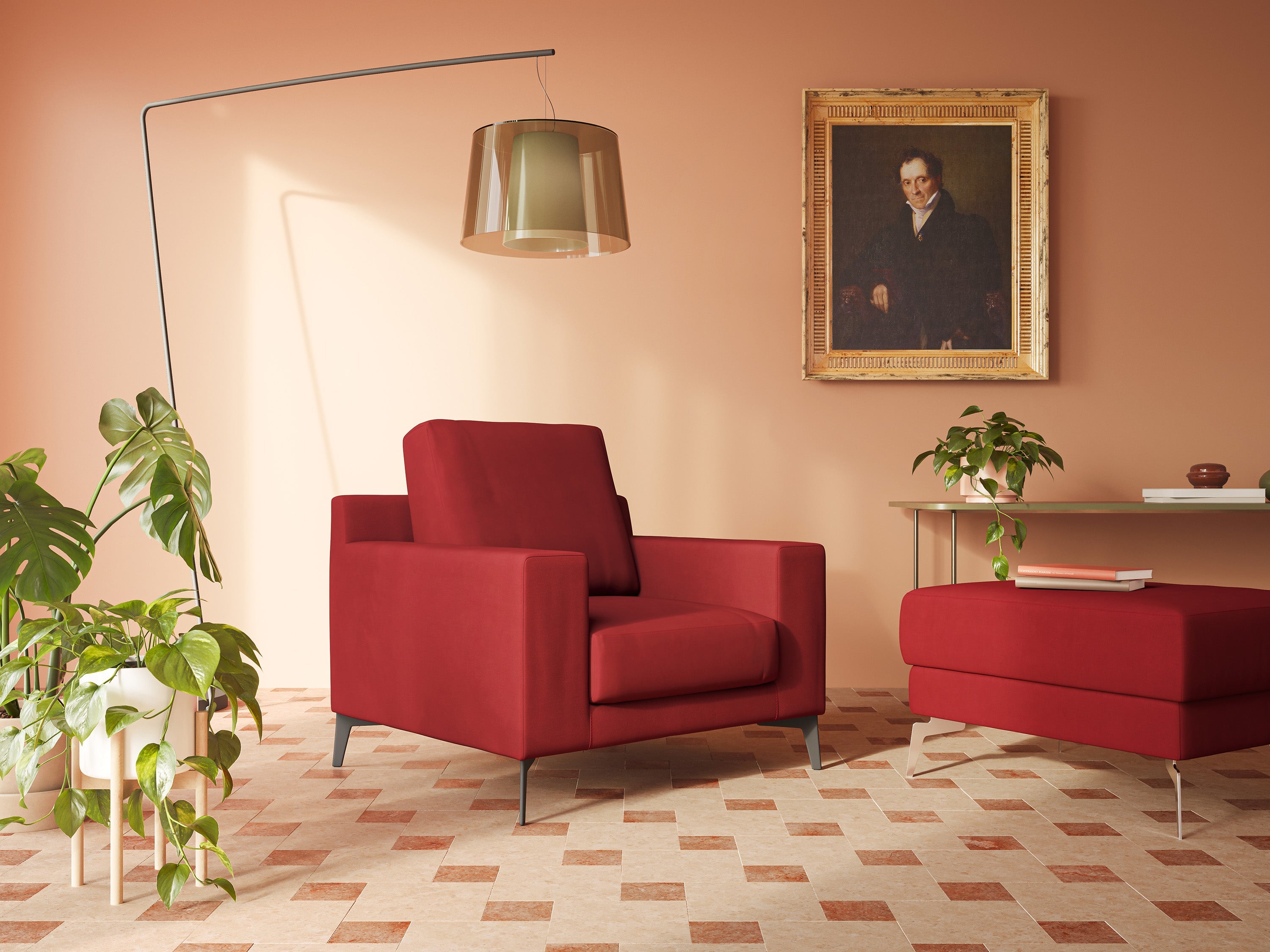 Prestige poltroncina moderna in microfibra smacchiabile T11 rosso - divani.store