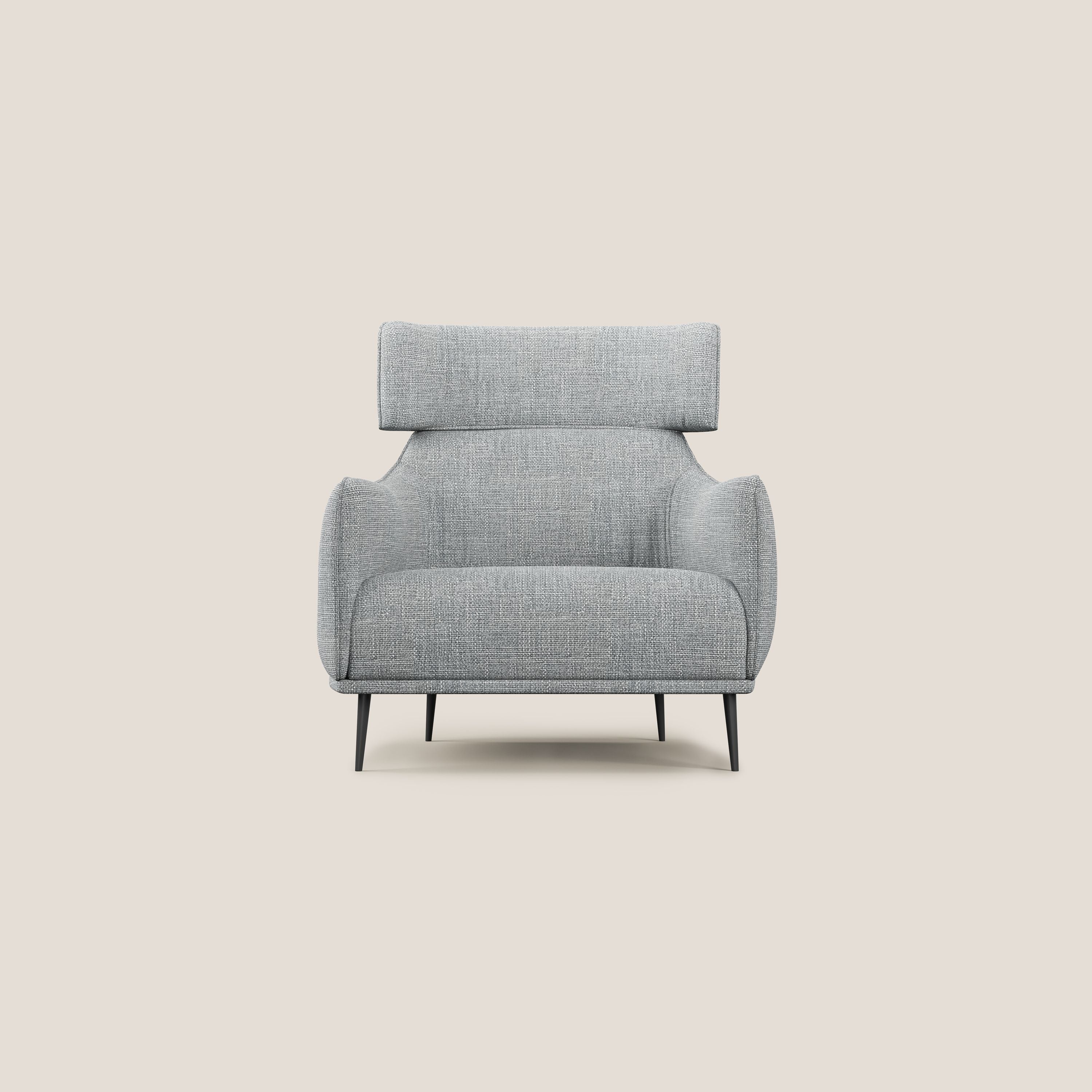 Zelda Poltroncina dal design moderno in morbido tessuto impermeabile T06 grigio - divani.store