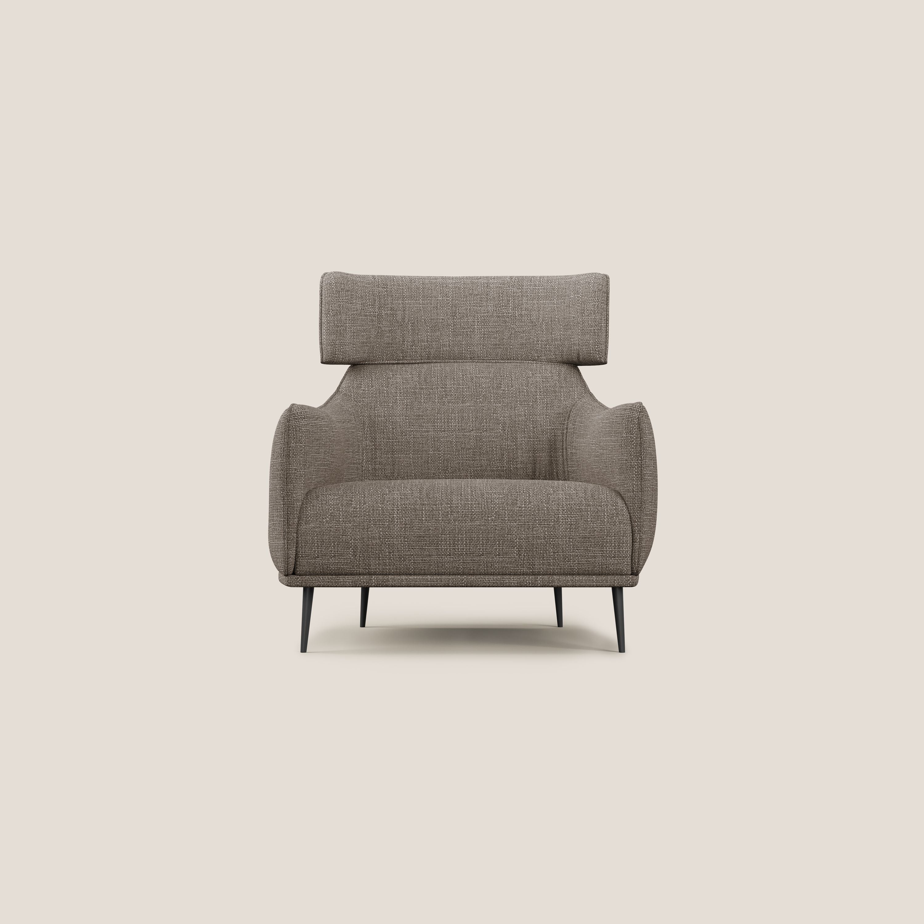 Zelda Poltroncina dal design moderno in morbido tessuto impermeabile T06 marrone - divani.store