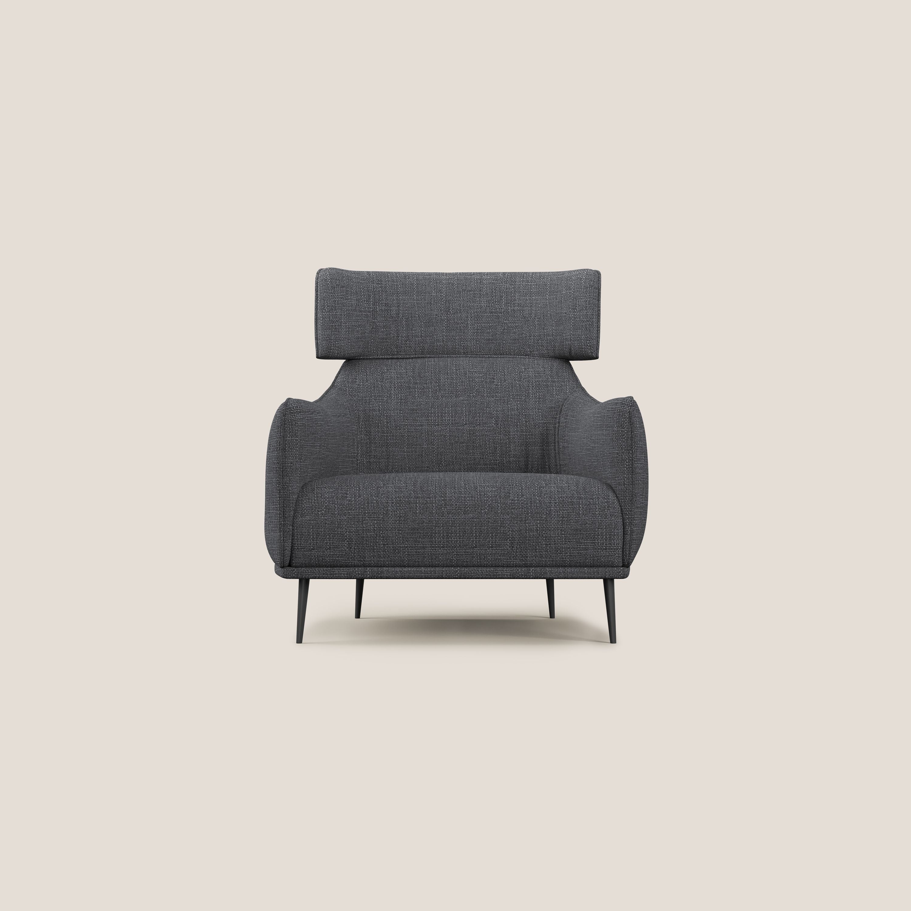 Zelda Poltroncina dal design moderno in morbido tessuto impermeabile T06 antracite - divani.store