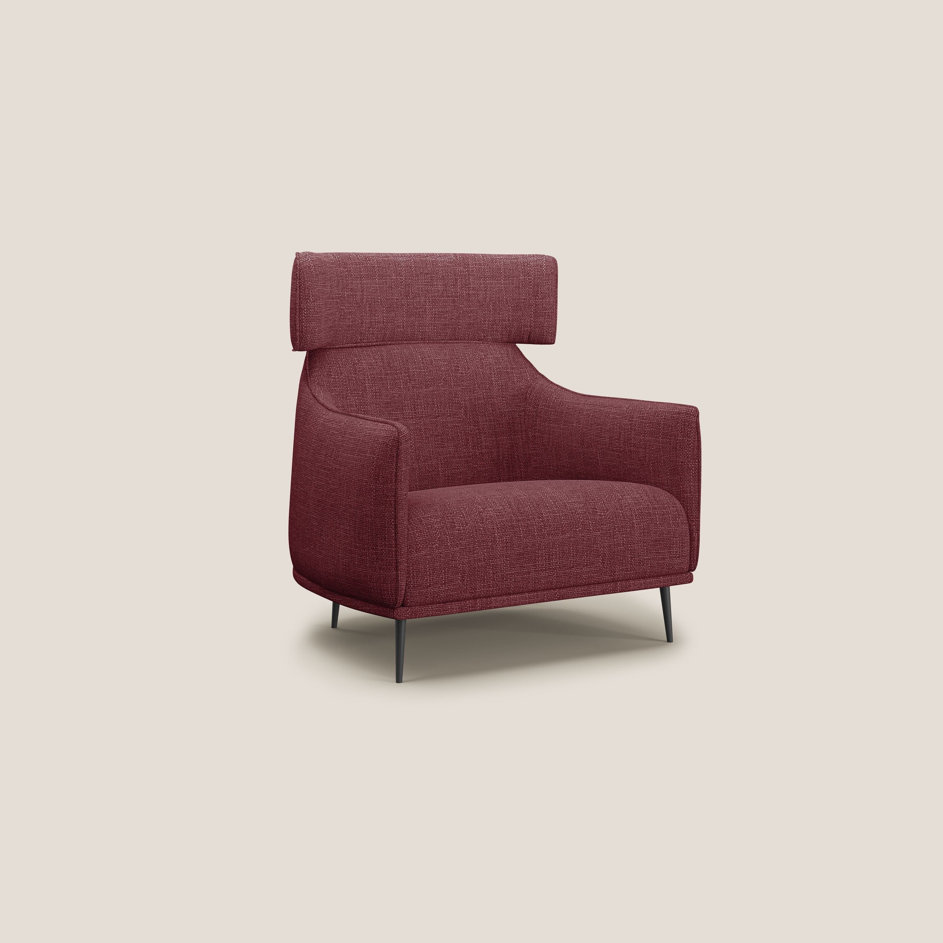 Zelda Poltroncina dal design moderno in morbido tessuto impermeabile T06 rosso - divani.store