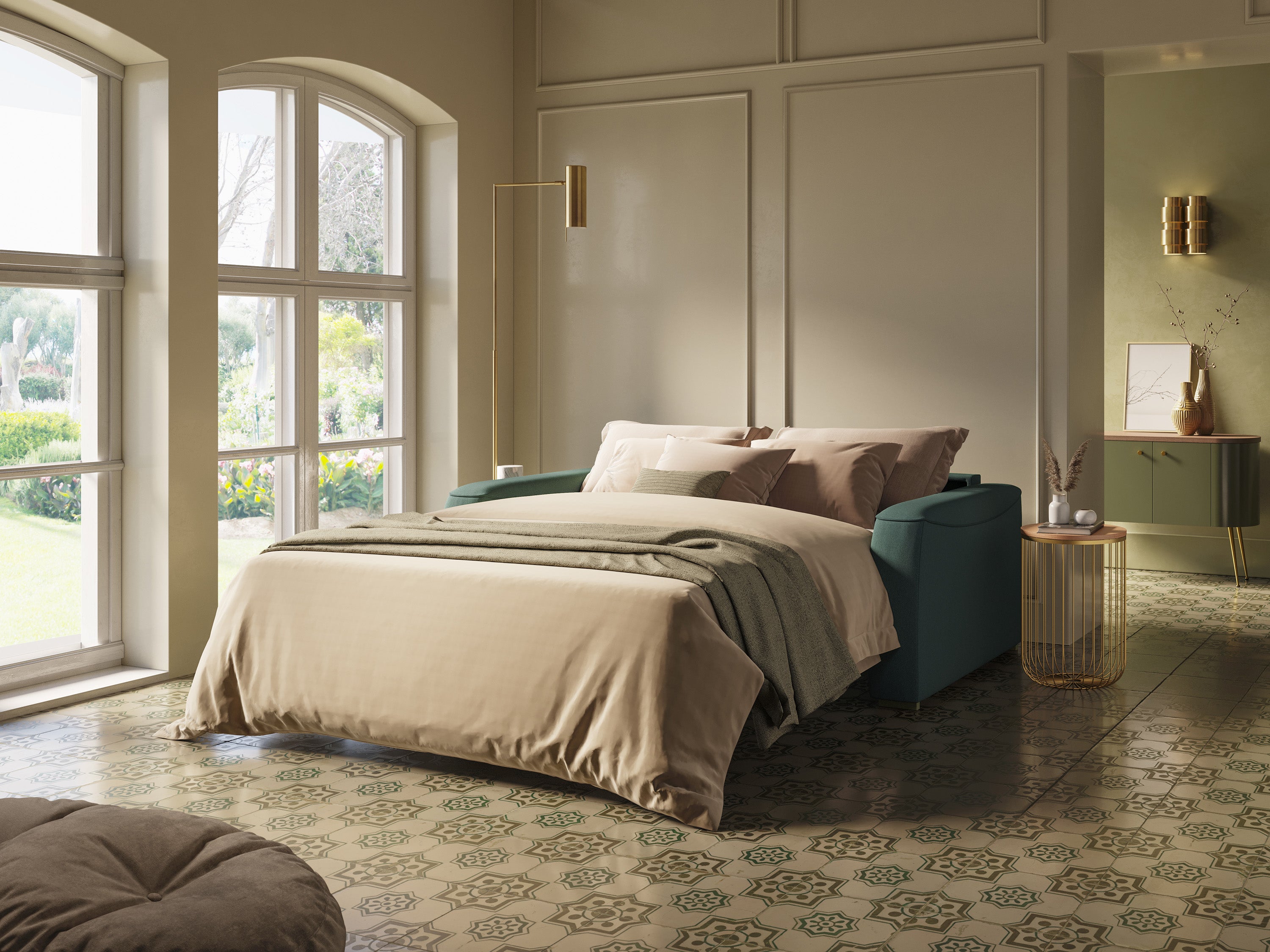 Poseidon divano letto + relax elettrico in tessuto smacchiabile impermeabile T05 - divani.store