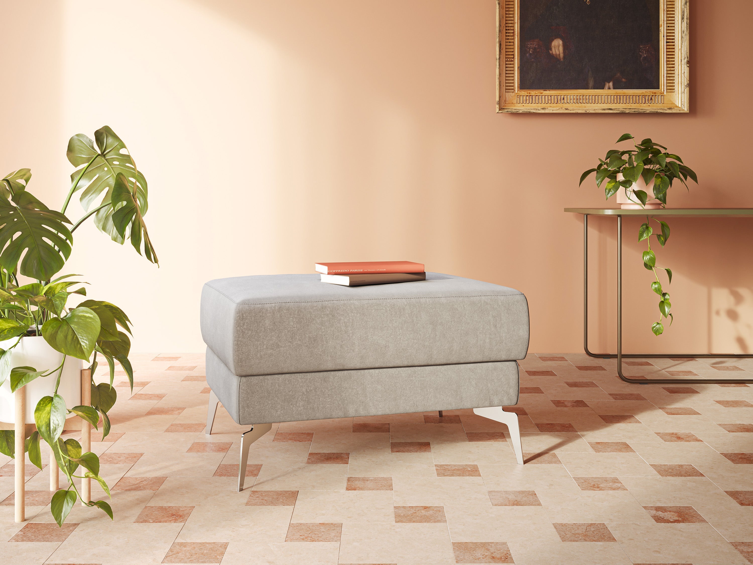 Star Pouf con piedini alti in microfibra impermeabile T11 nero - divani.store