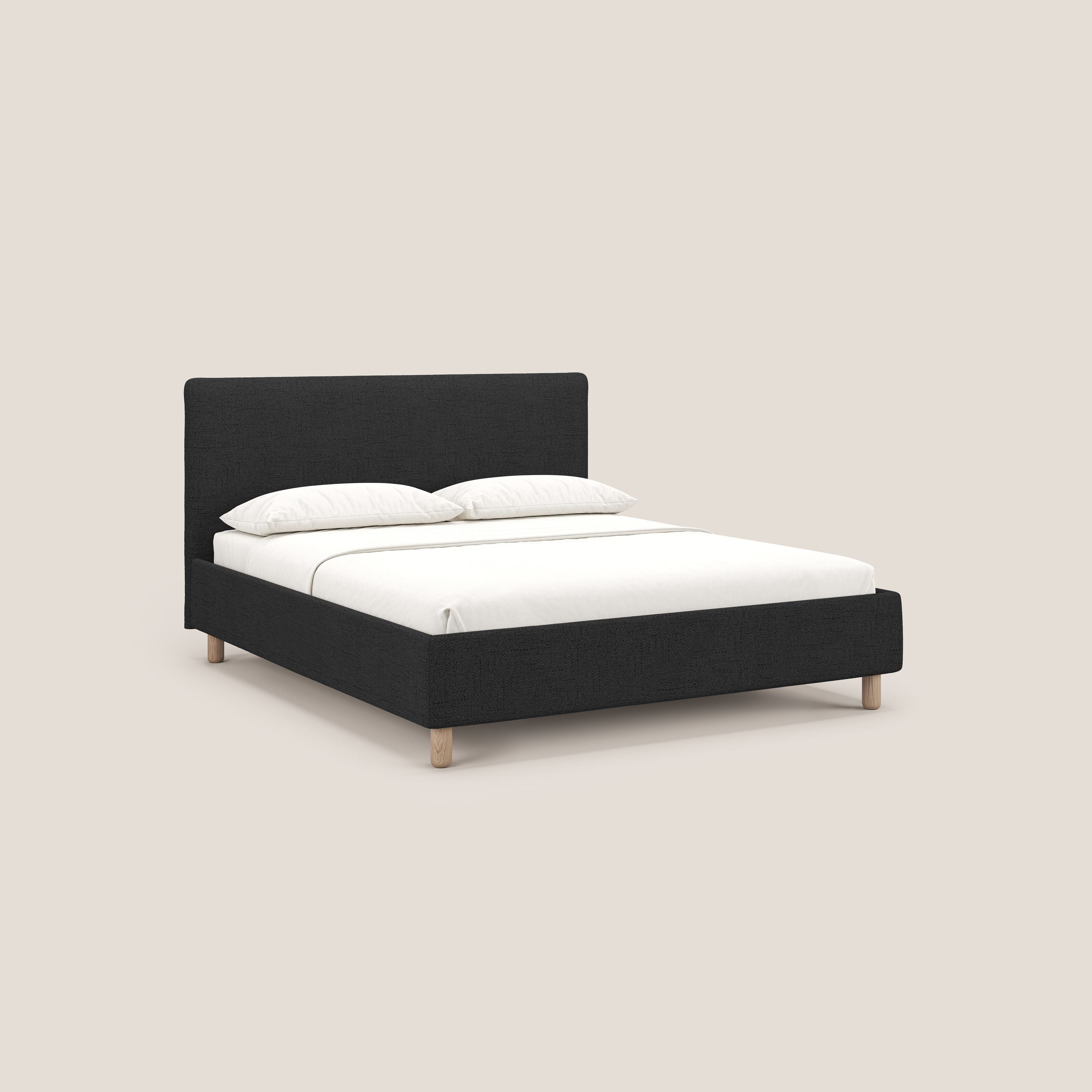 Serena letto contenitore salvaspazio scandinavo in tessuto fiammato impermeabile T03 antracite - divani.store