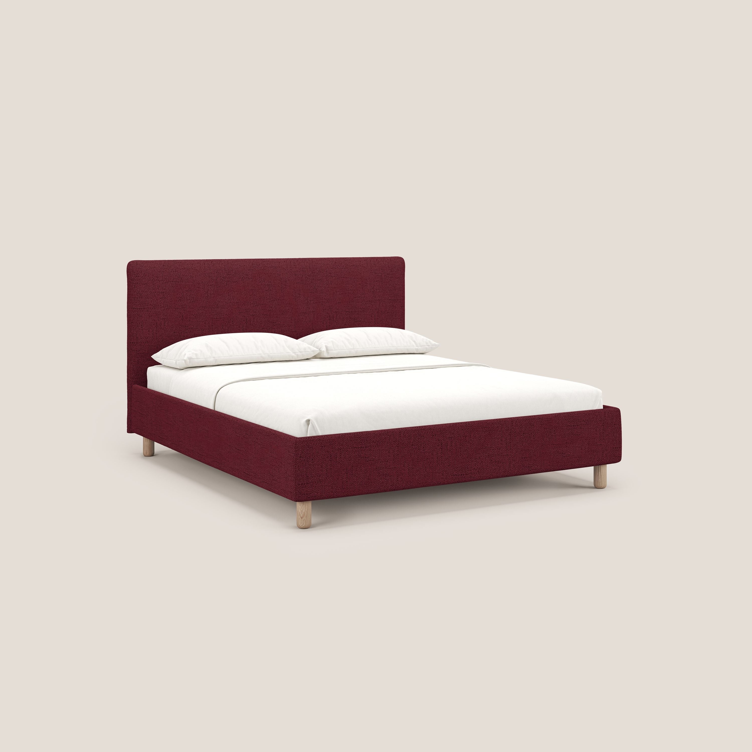 Serena letto contenitore salvaspazio scandinavo in tessuto fiammato impermeabile T03 rosso - divani.store