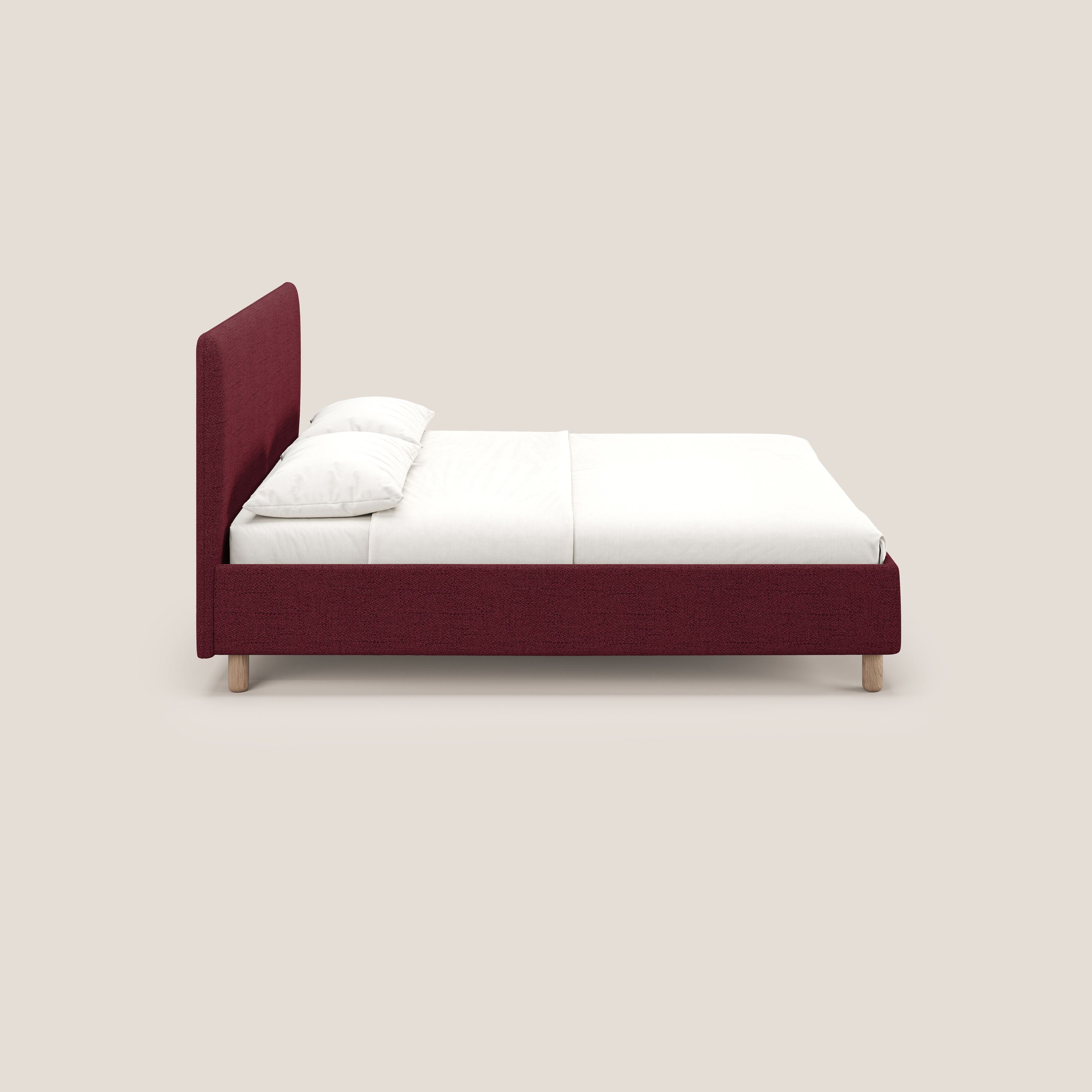 Serena letto contenitore salvaspazio scandinavo in tessuto fiammato impermeabile T03 rosso - divani.store