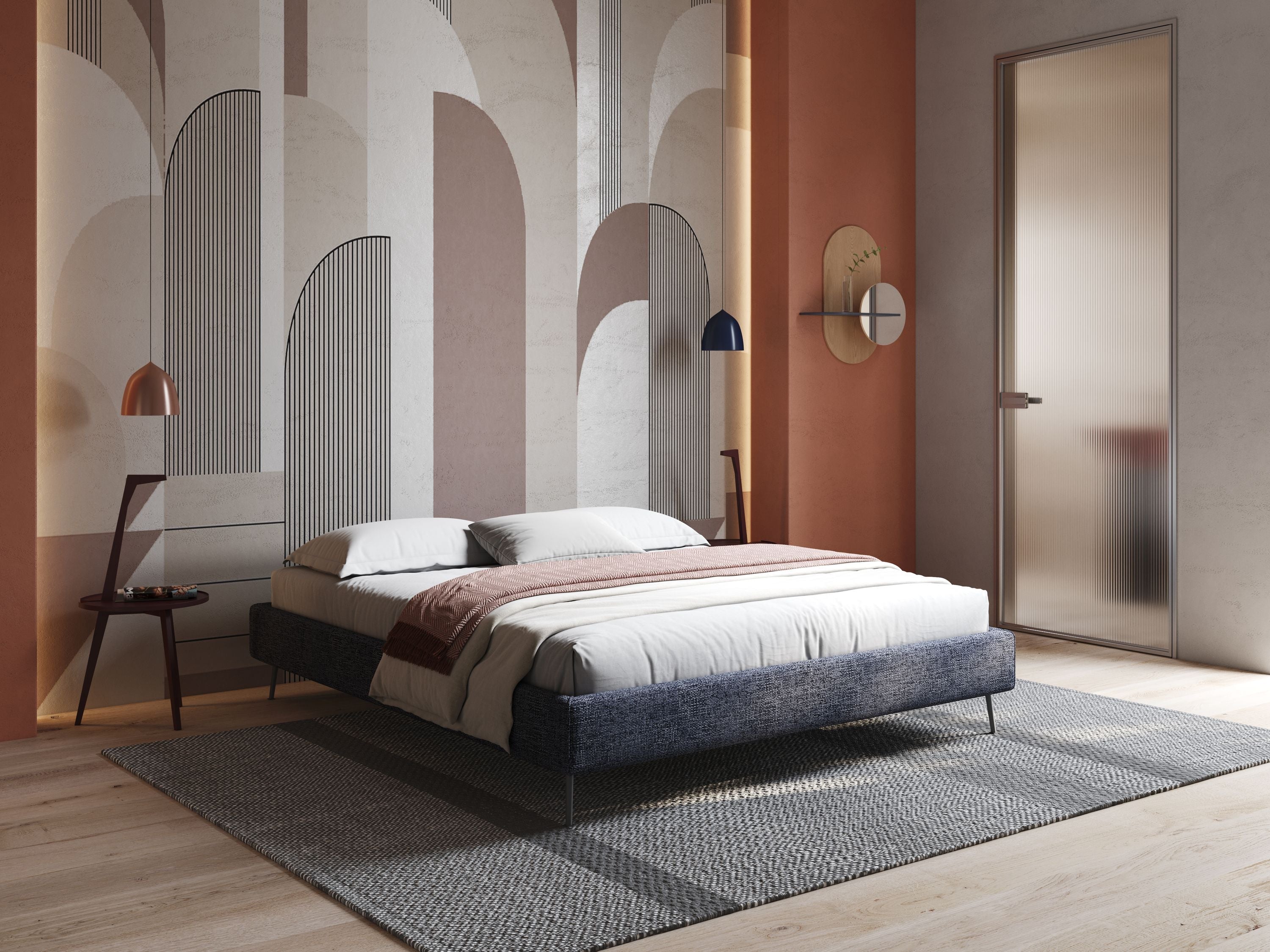 Steve sommier giroletto piedi alti in tessuto impermeabile T10 blu - divani.store