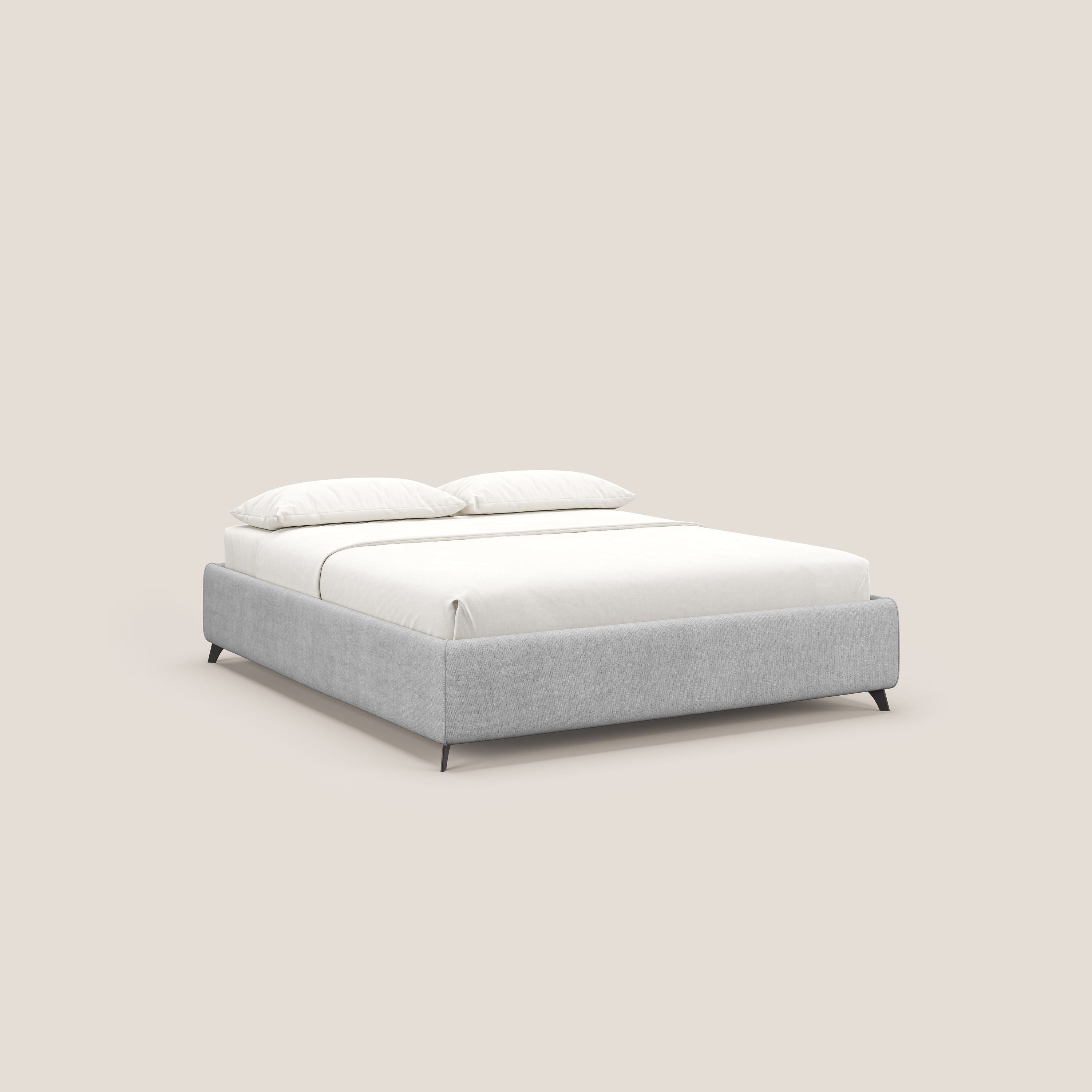 Sara sommier con giroletto contenitore in tessuto impermeabile T02 grigio chiaro - divani.store