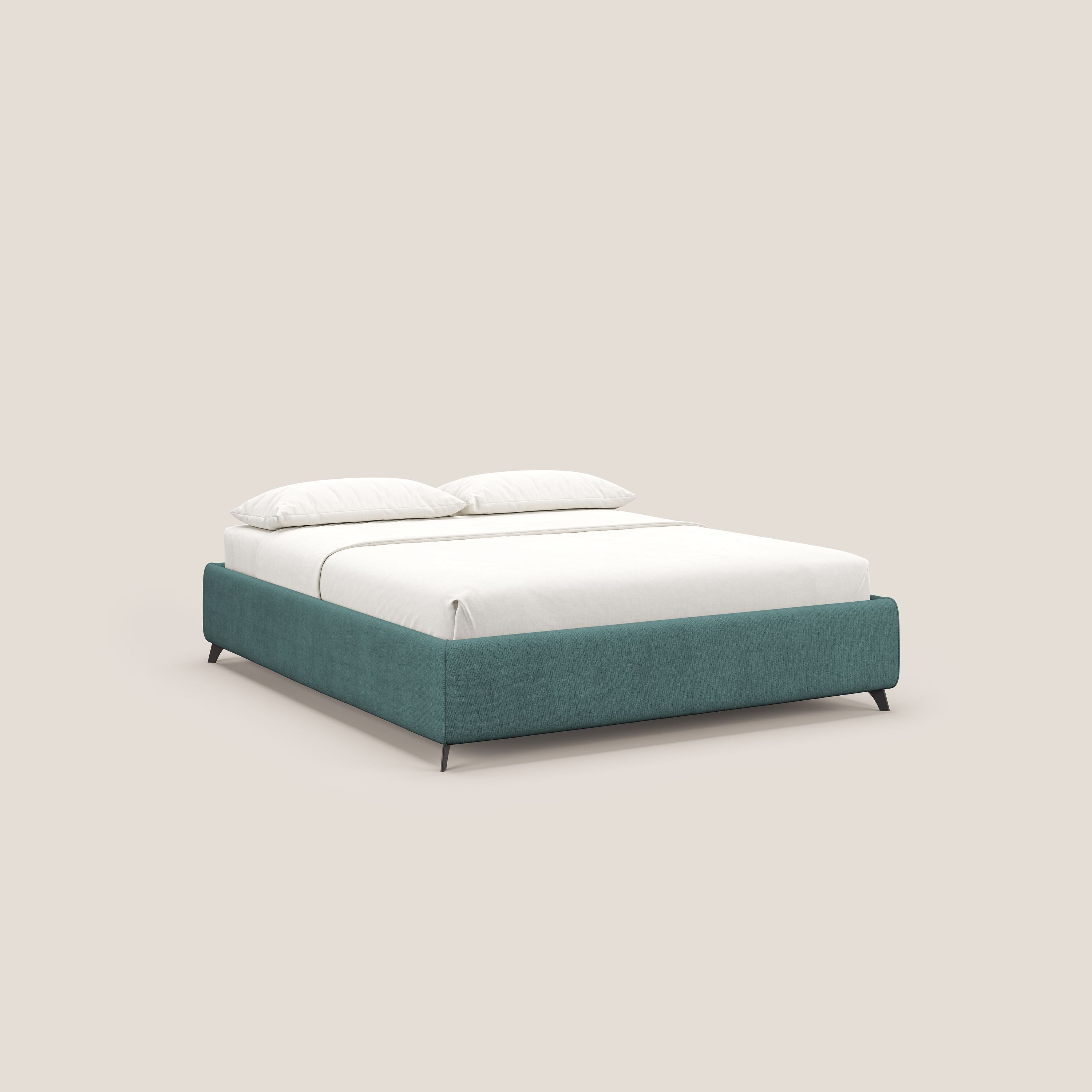 Sara sommier con giroletto contenitore in tessuto impermeabile T02 petrolio - divani.store