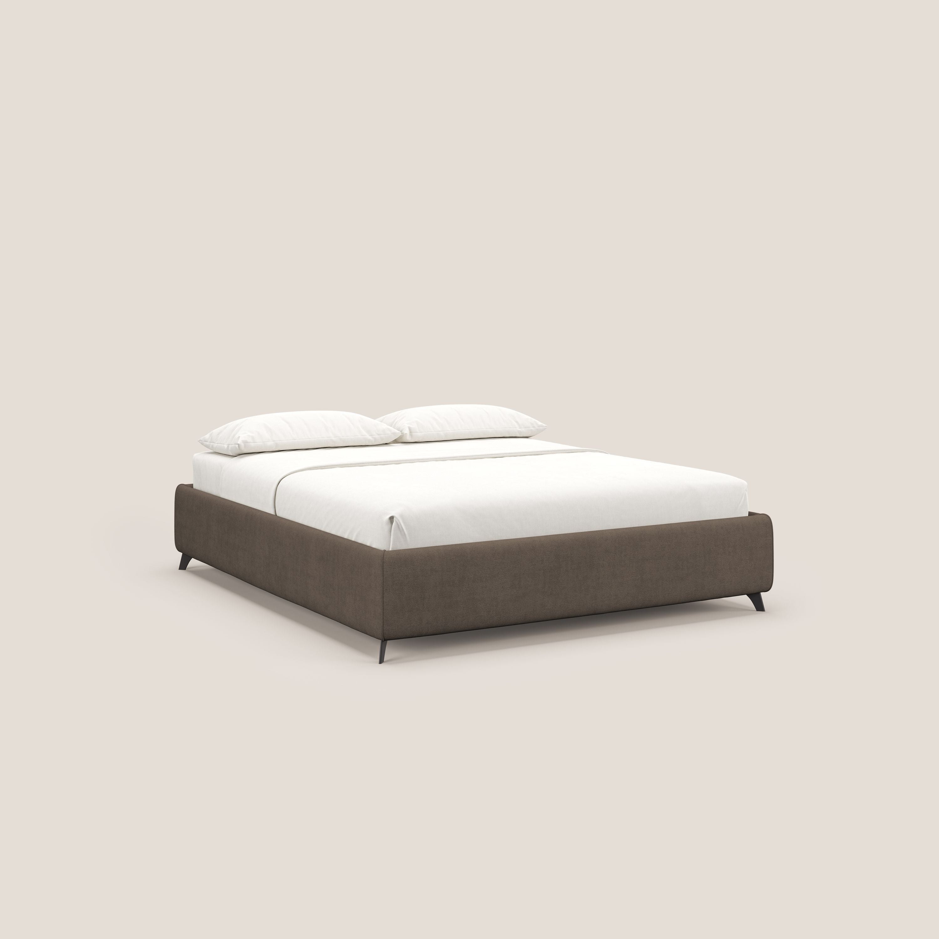 Sara sommier con giroletto contenitore in tessuto impermeabile T02 marrone - divani.store