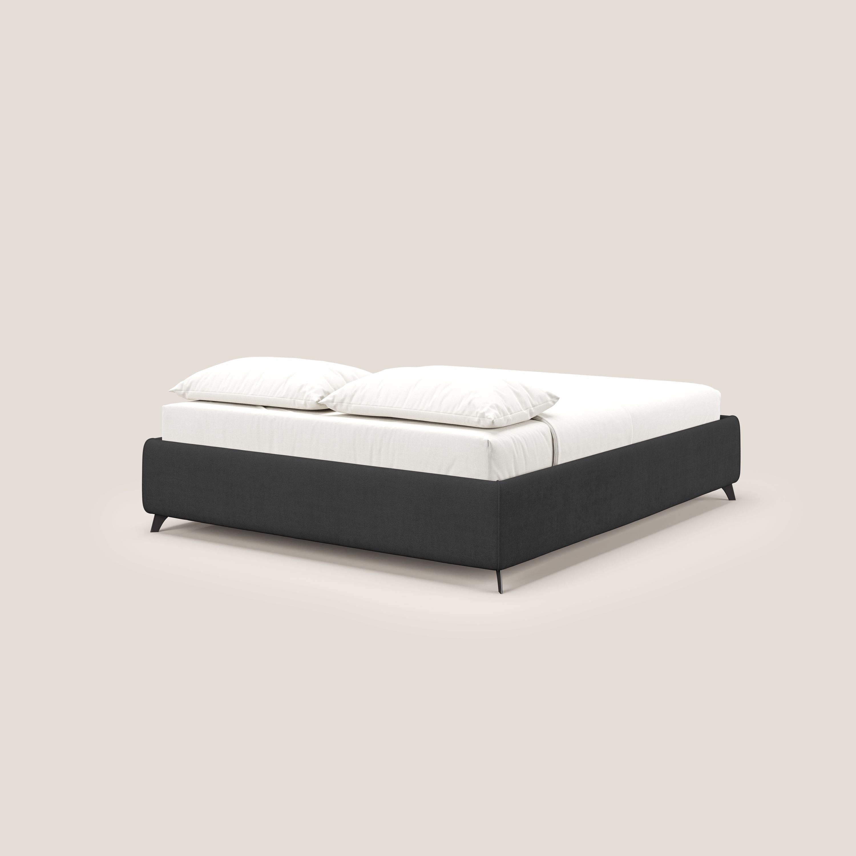 Sara sommier con giroletto contenitore in tessuto impermeabile T02 nero - divani.store