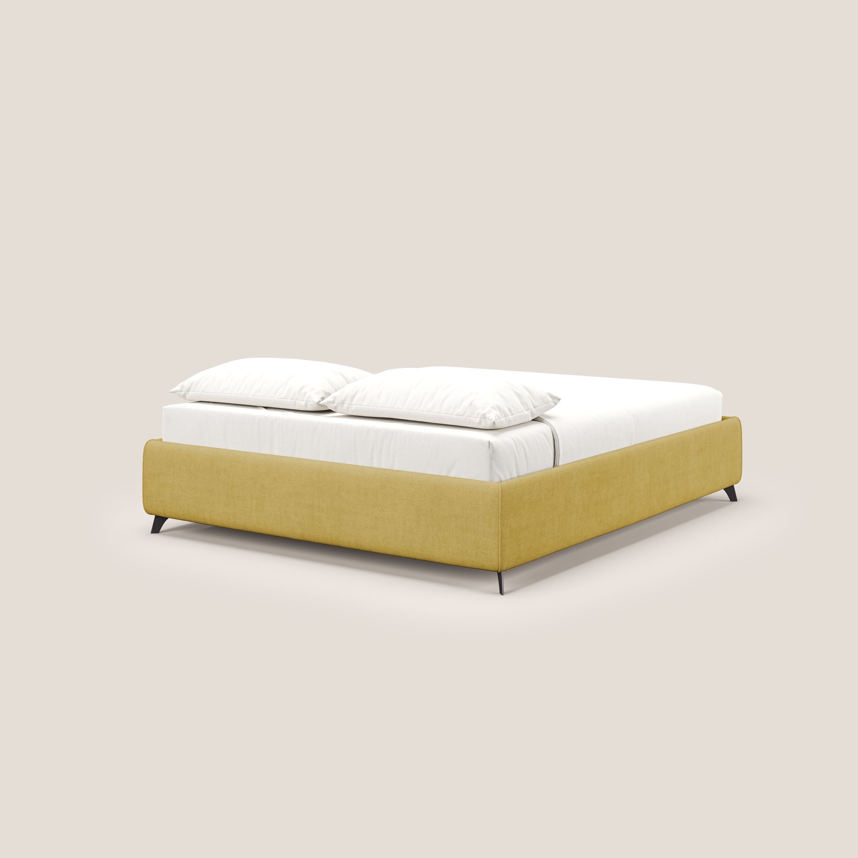 Sara sommier con giroletto contenitore in tessuto impermeabile T02 giallo - divani.store