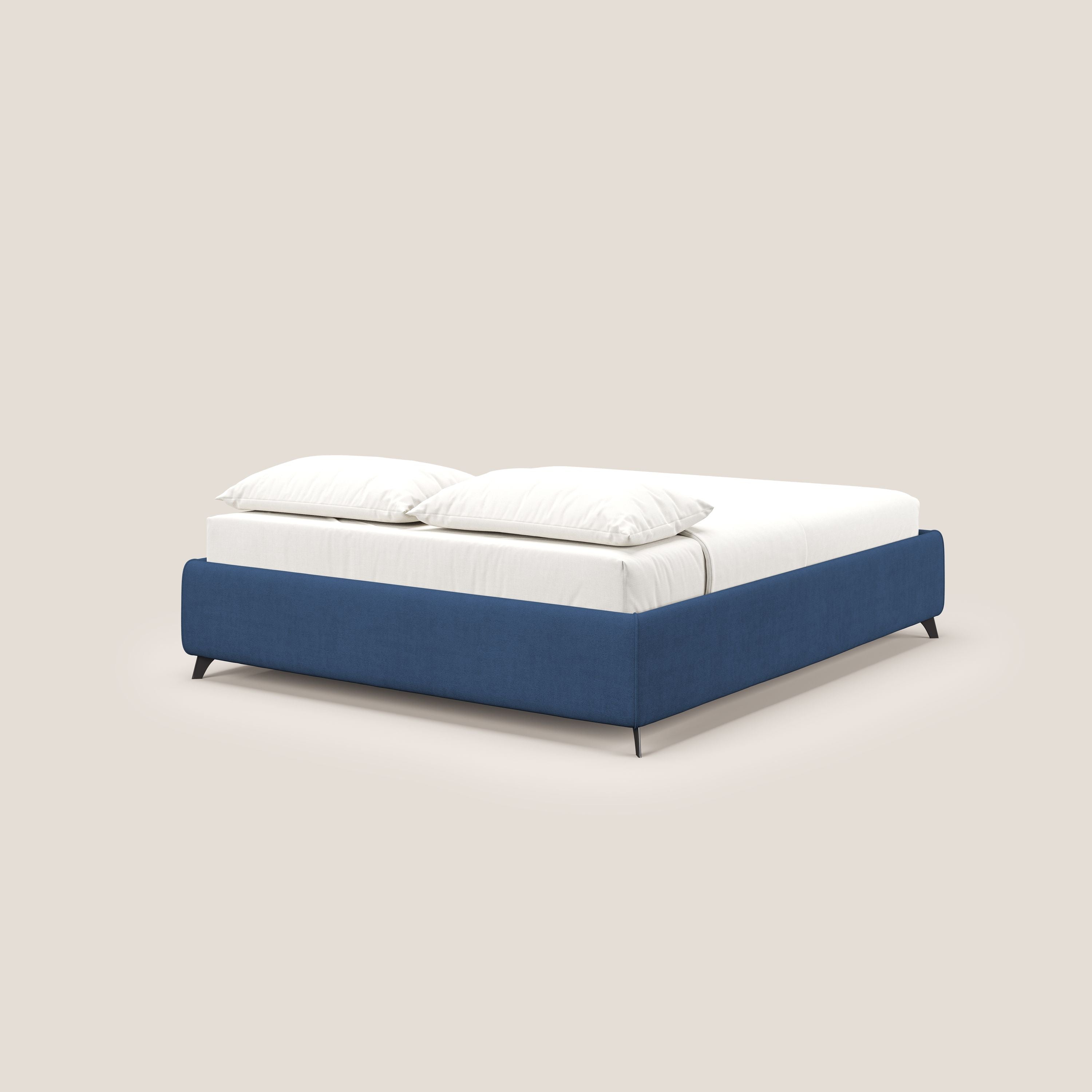 Sara sommier con giroletto contenitore in tessuto impermeabile T02 blu - divani.store