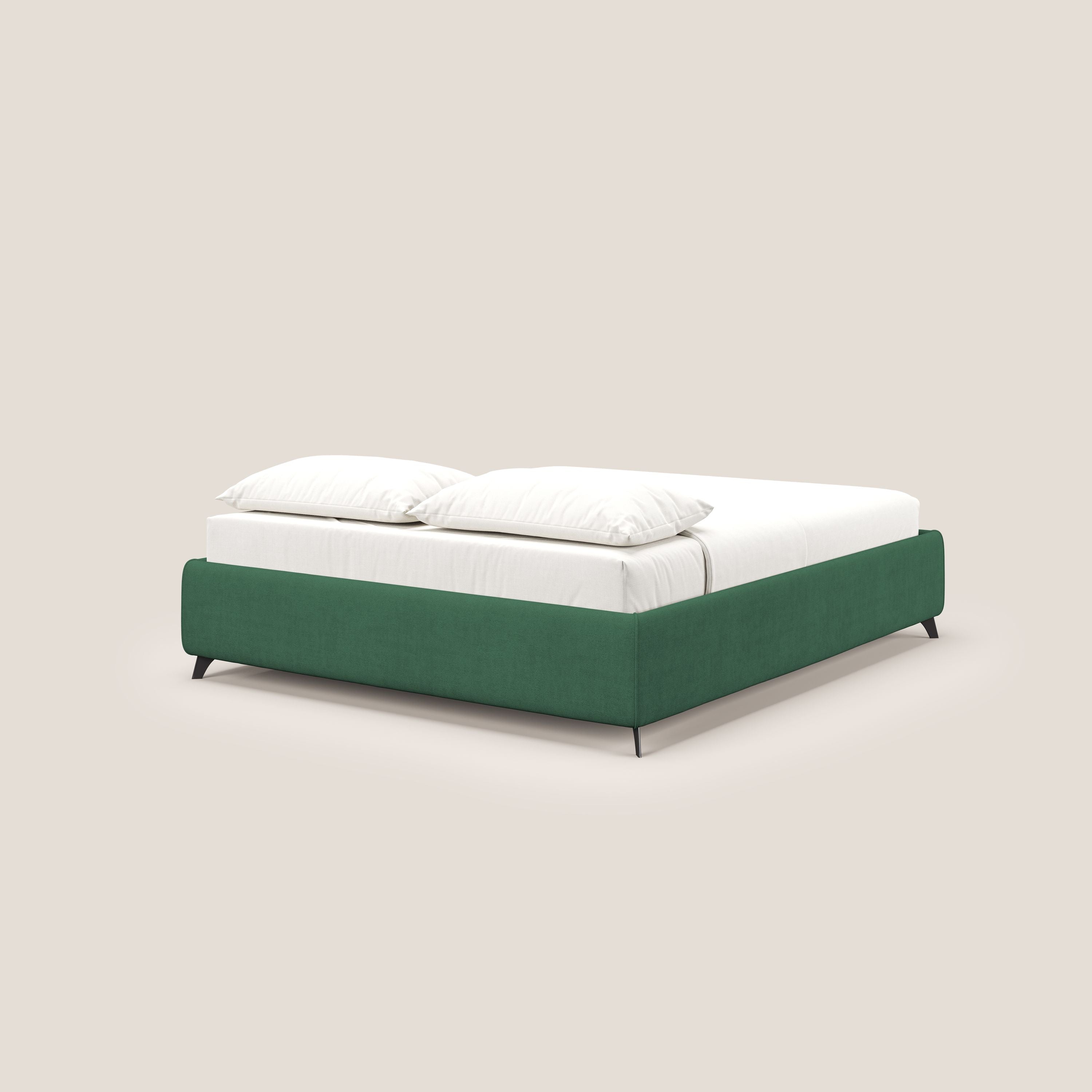 Sara sommier con giroletto contenitore in tessuto impermeabile T02 verde - divani.store