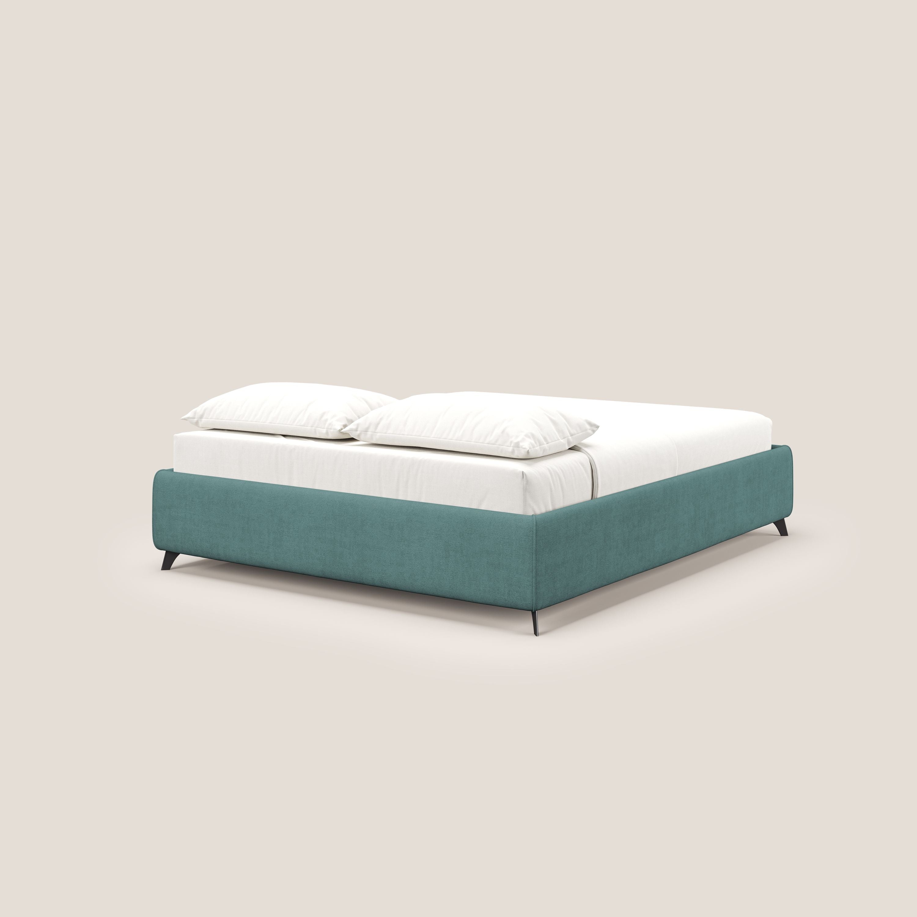 Sara sommier con giroletto contenitore in tessuto impermeabile T02 petrolio - divani.store