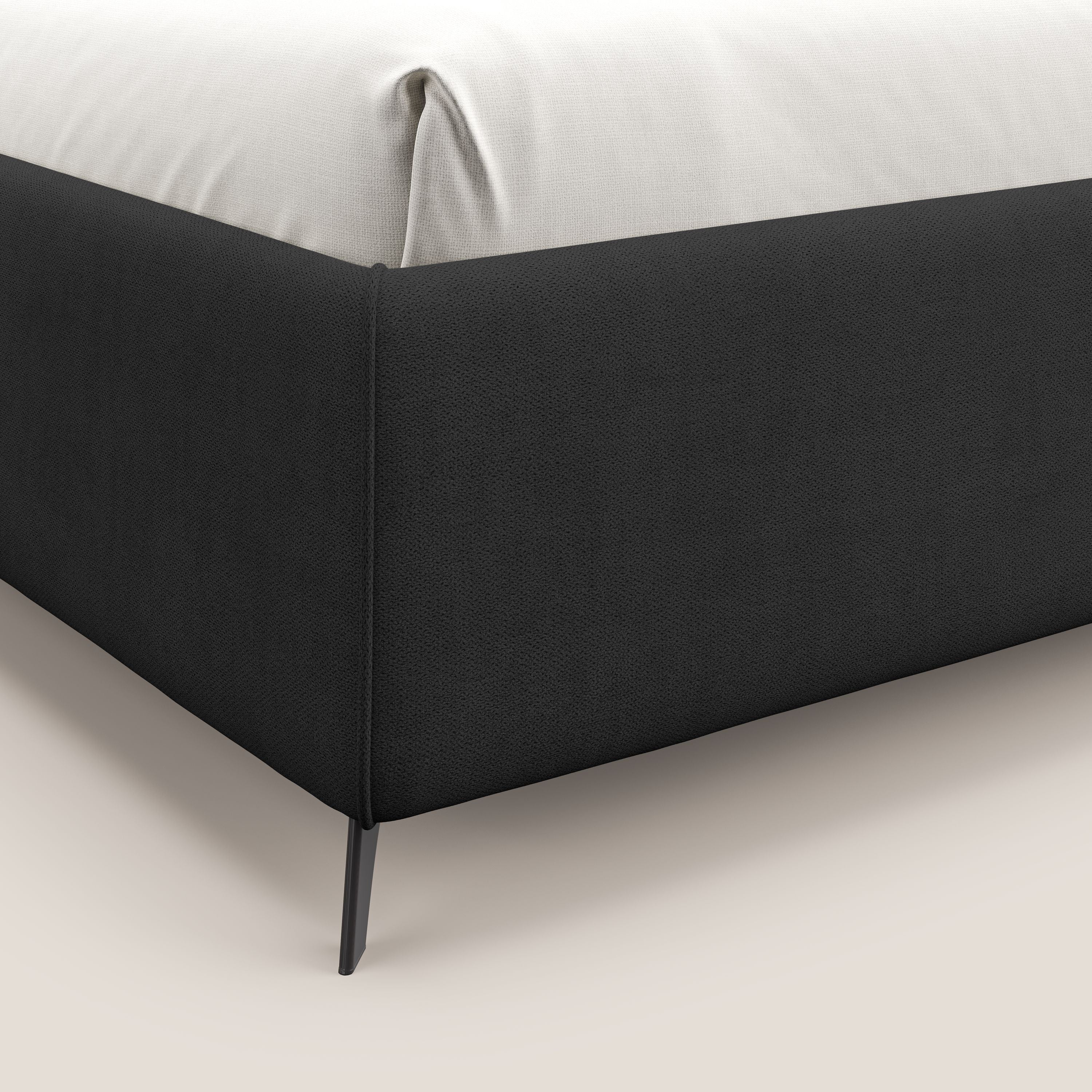 Sara sommier con giroletto contenitore in tessuto impermeabile T02 nero - divani.store