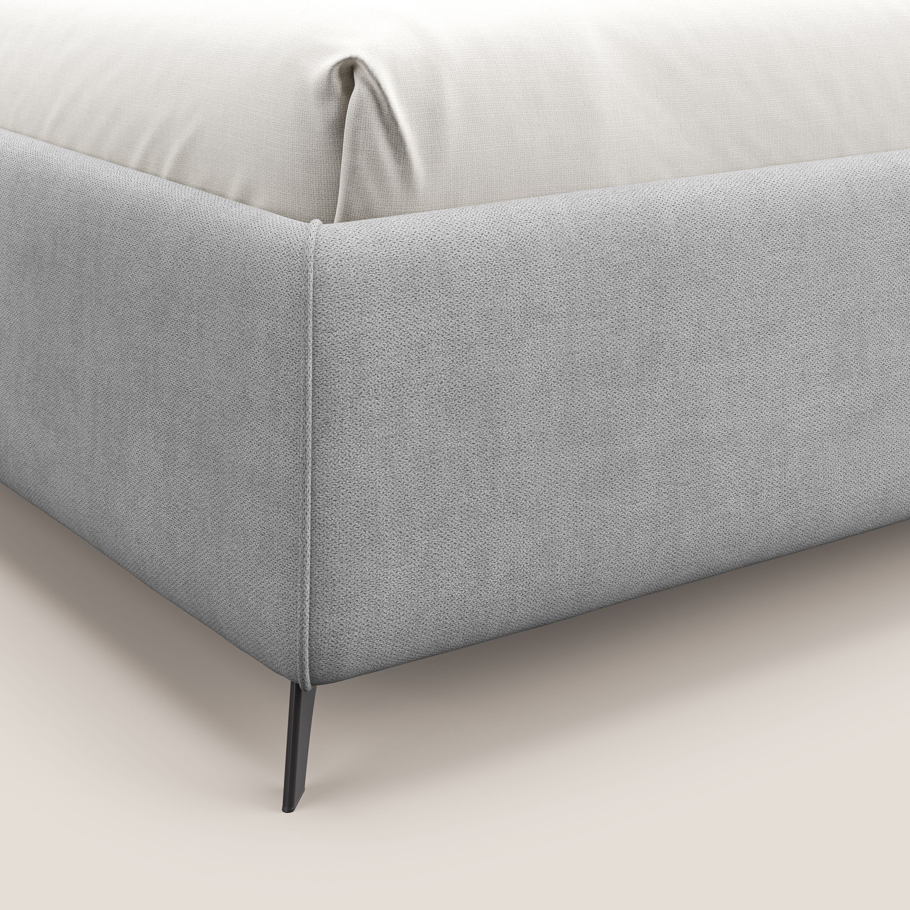 Sara sommier con giroletto contenitore in tessuto impermeabile T02 grigio chiaro - divani.store