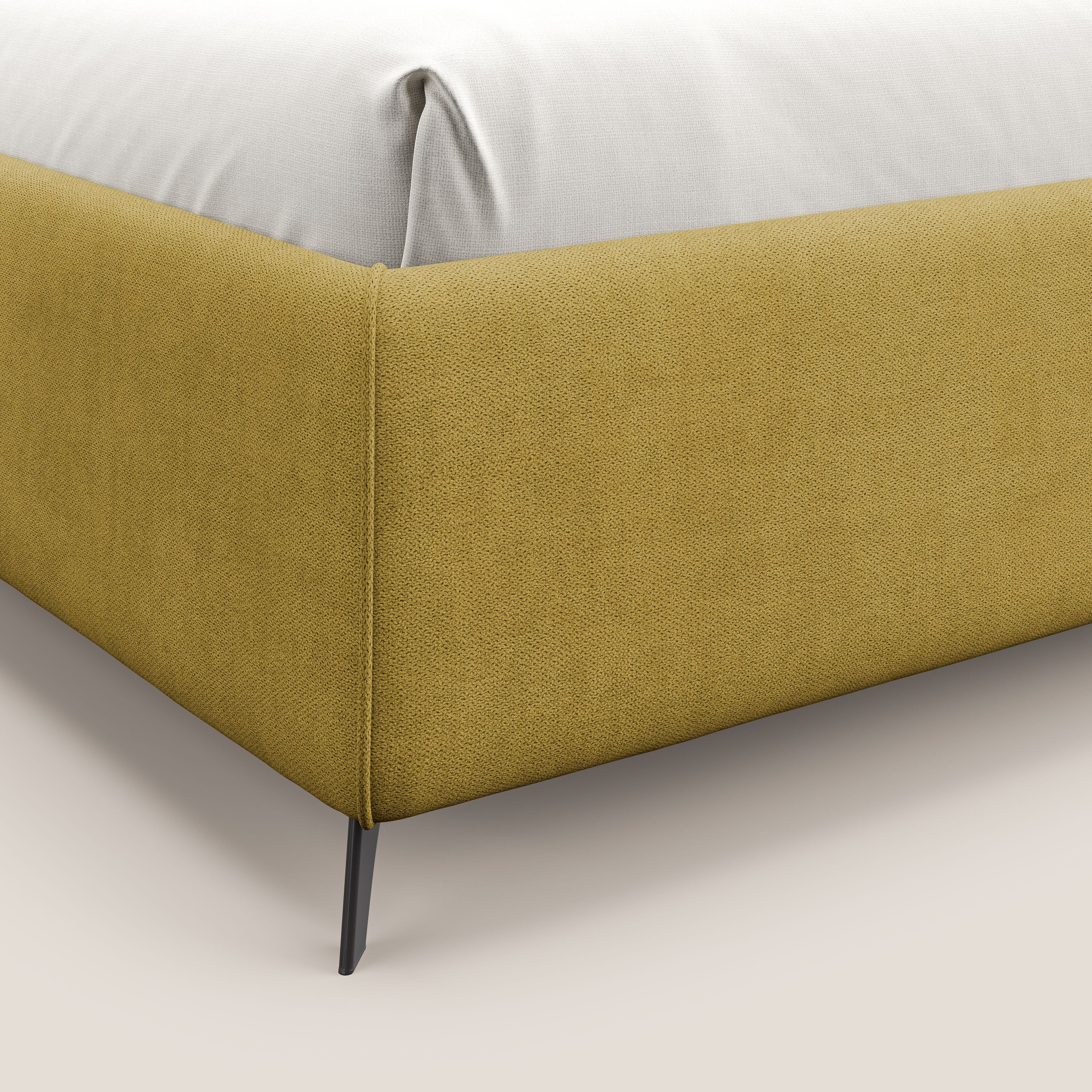 Sara sommier con giroletto contenitore in tessuto impermeabile T02 giallo - divani.store