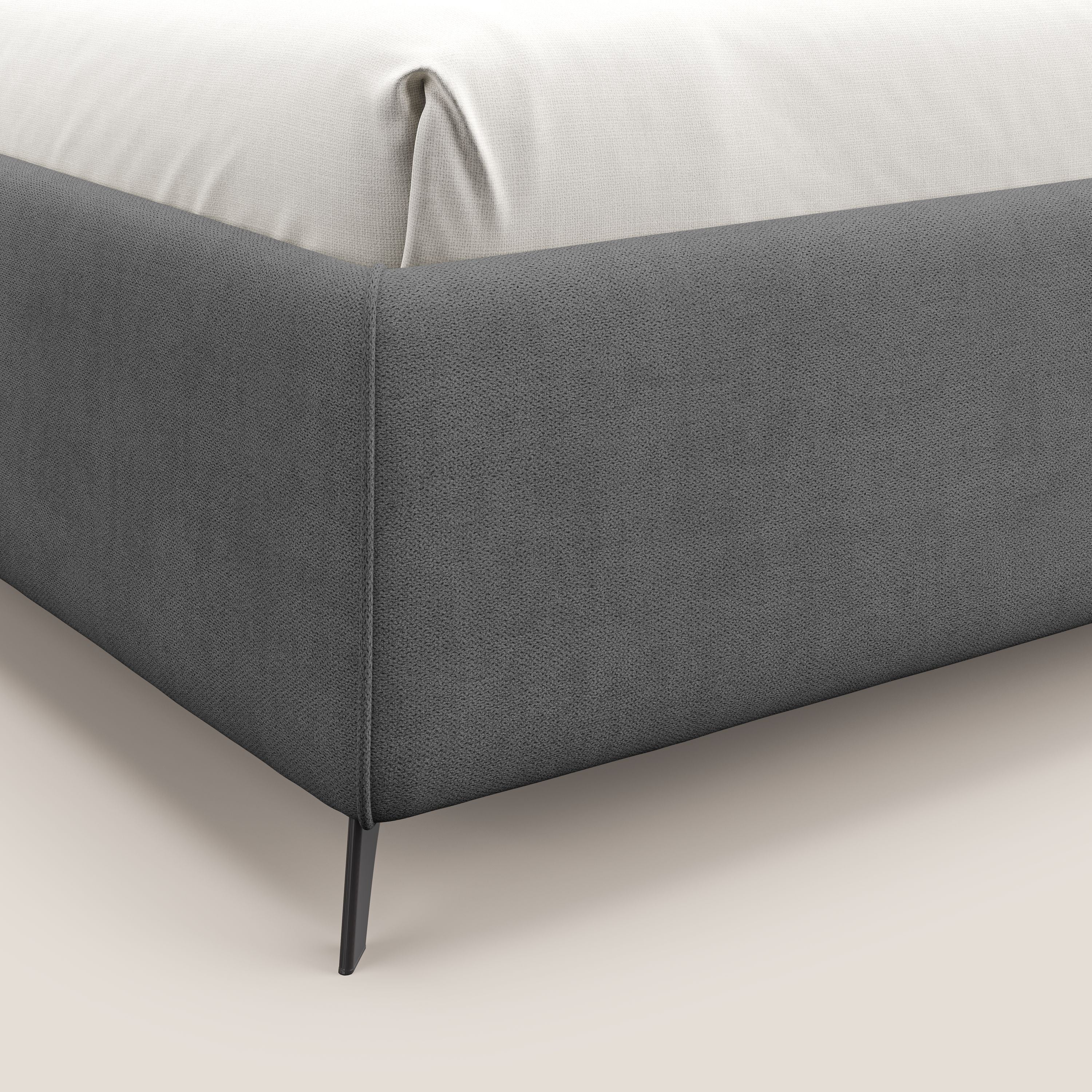 Sara sommier con giroletto contenitore in tessuto impermeabile T02 grigio - divani.store